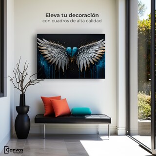 Foto 3 | Cuadro Decorativo Canvas Alas Azul Plata 90x60