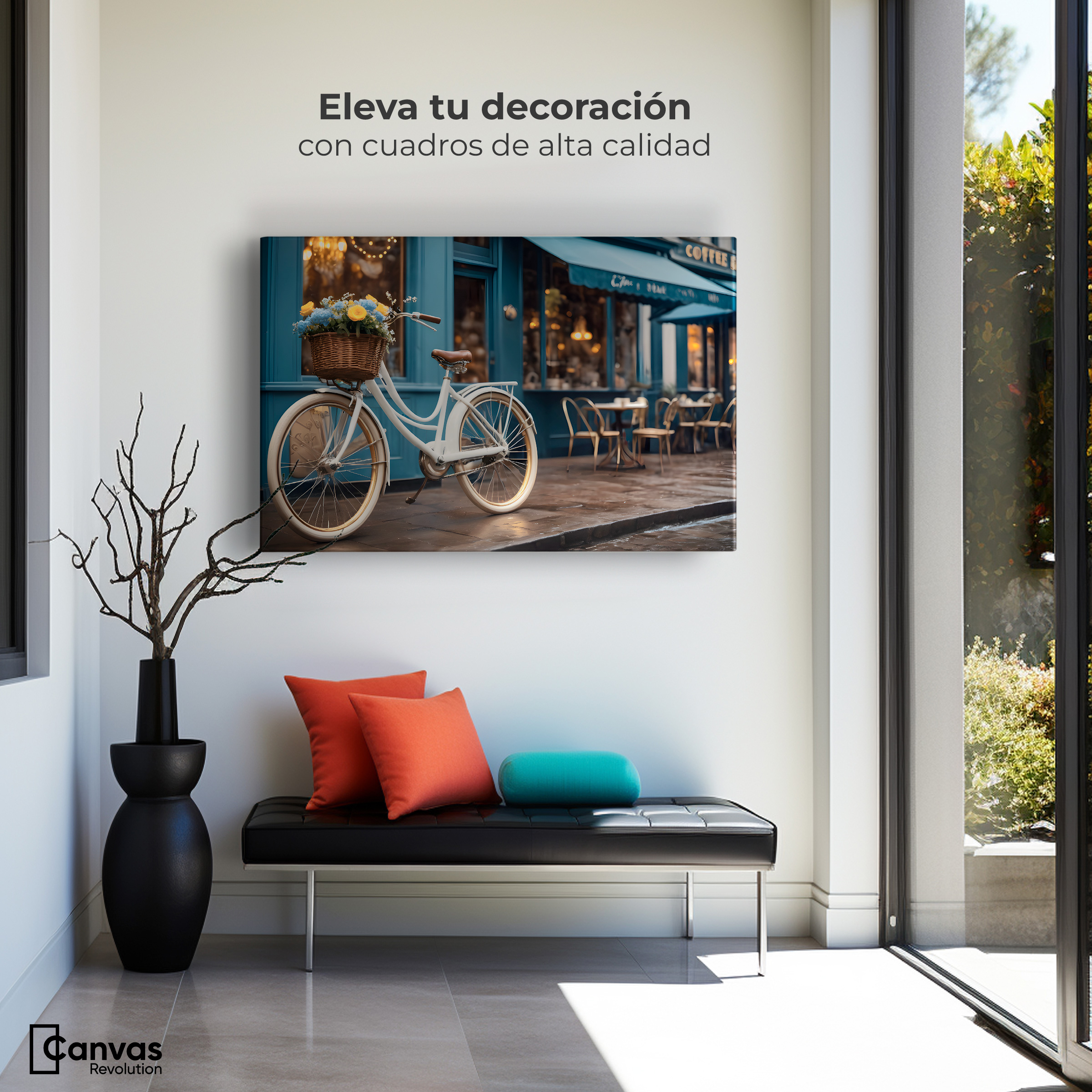 Foto 4 pulgar | Cuadro Decorativo Canvas Bicicleta Blanca 90x60