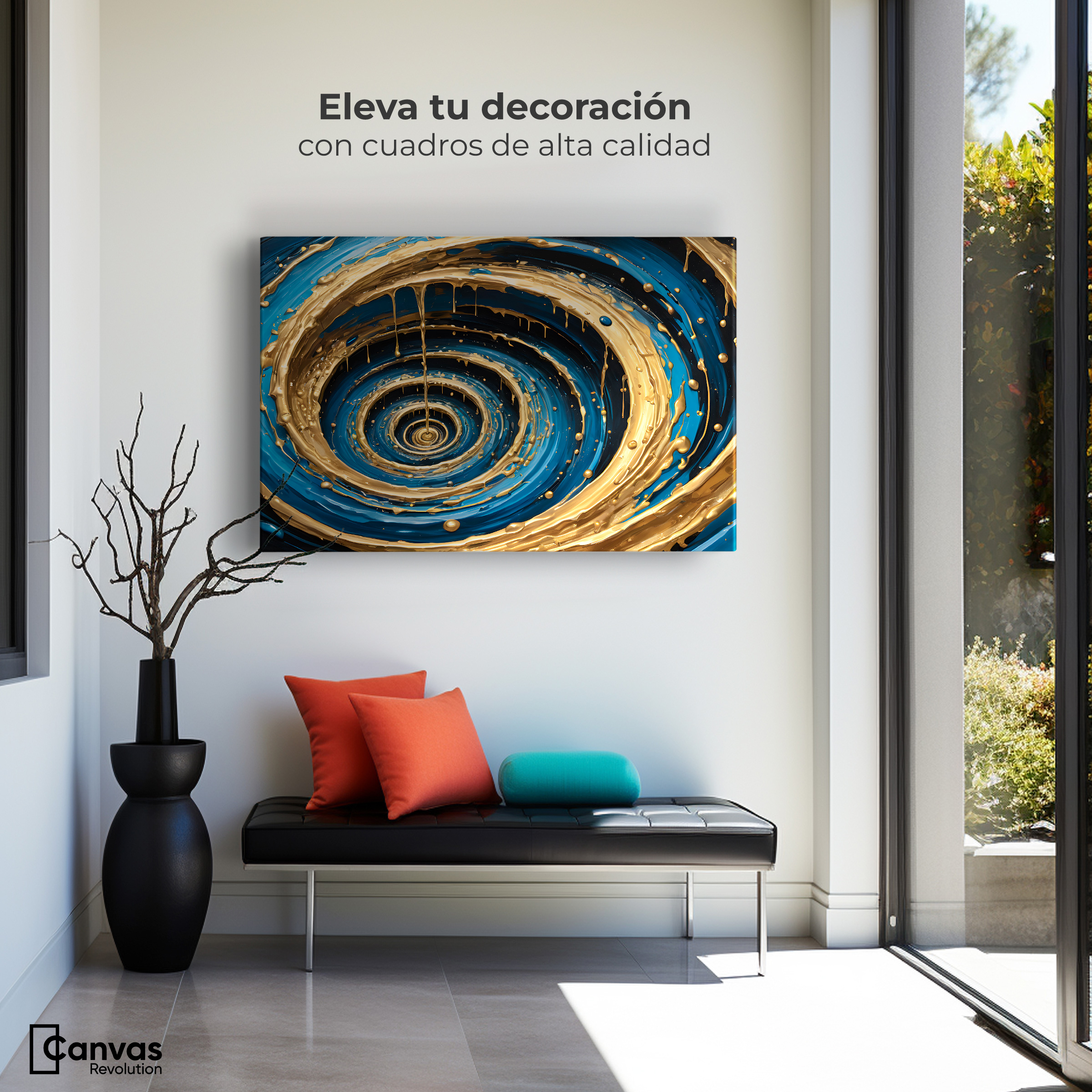 Foto 4 pulgar | Cuadro Decorativo Canvas Vórtice Dorados 90x60