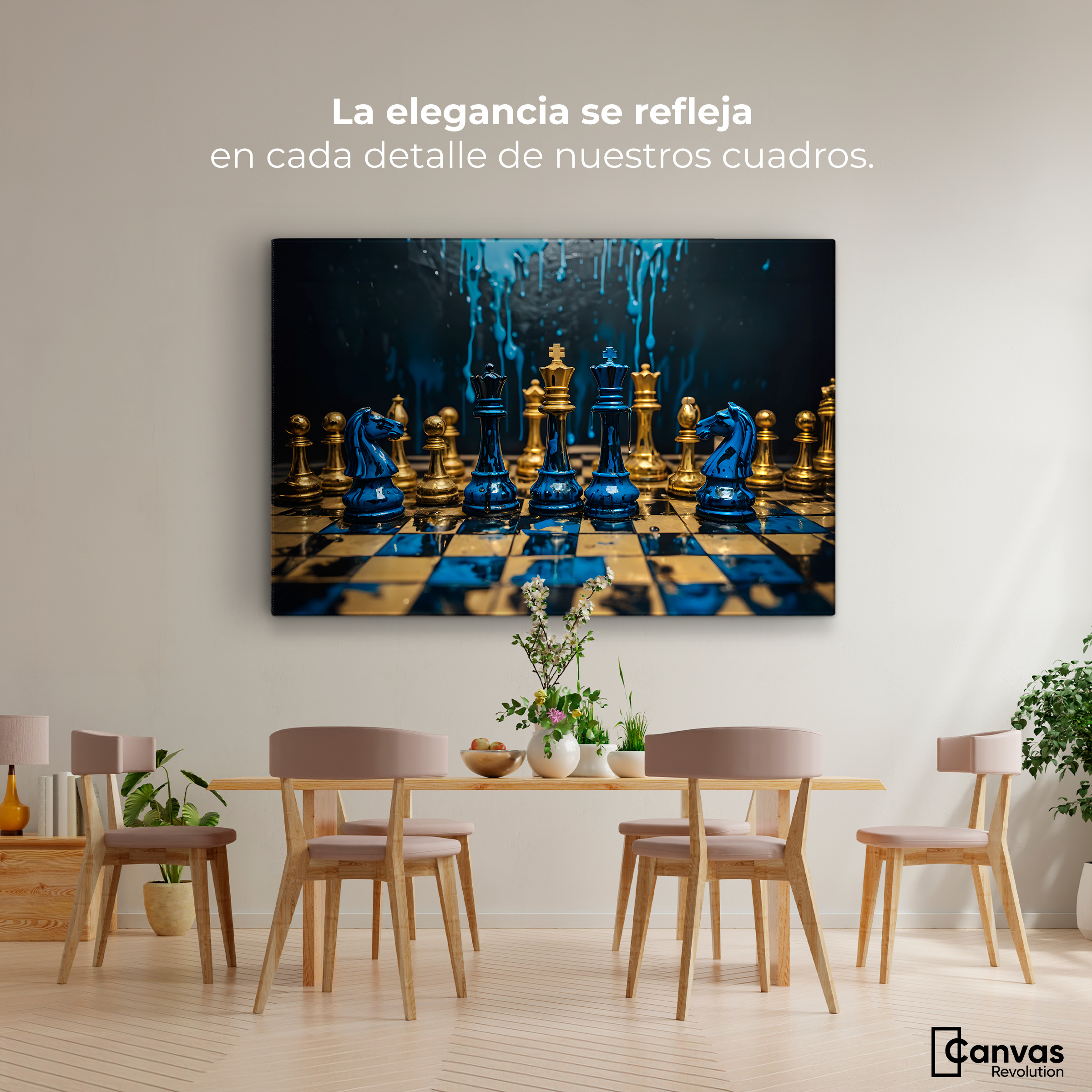 Foto 2 | Cuadro Decorativo Canvas Majestad Azul Oro 90x60