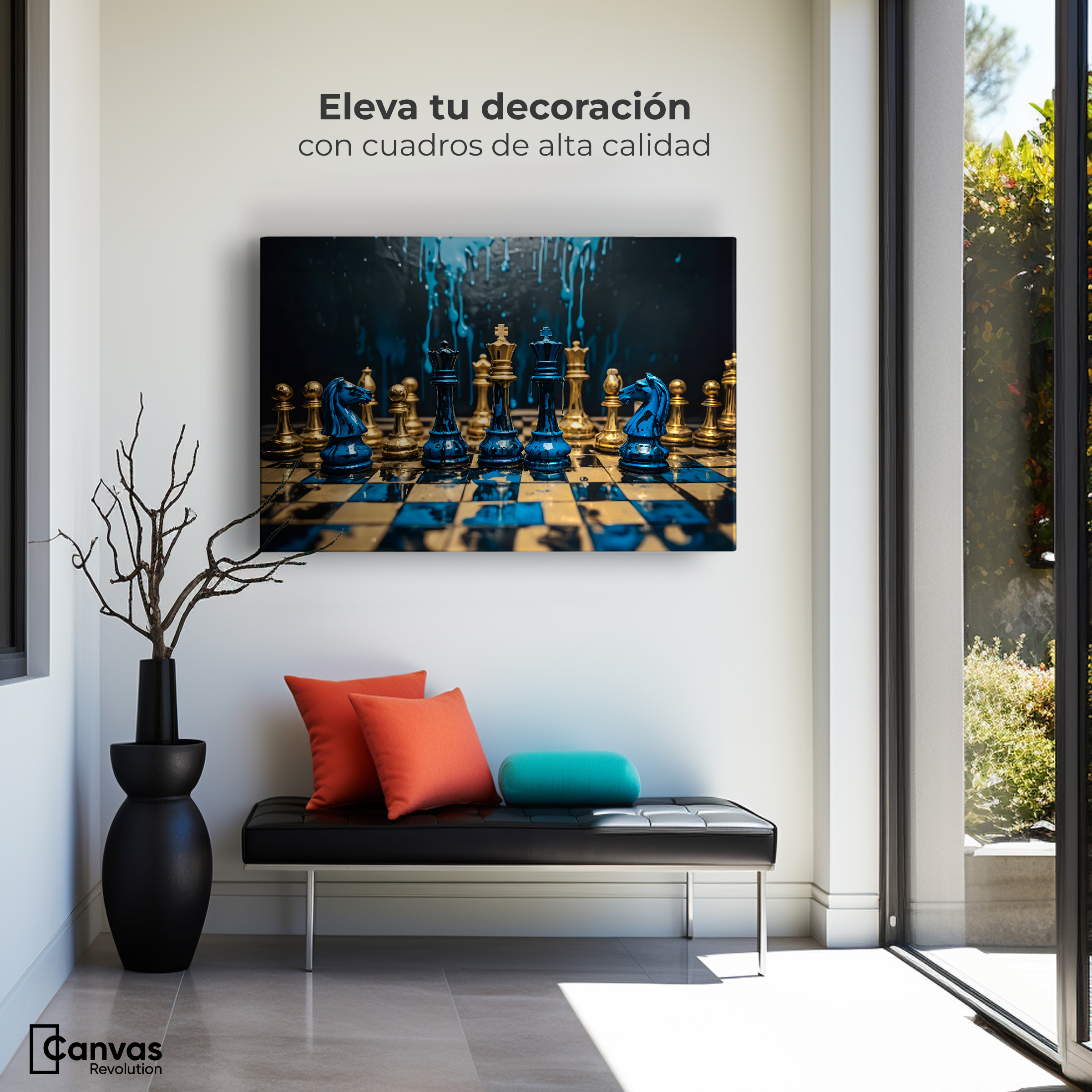 Foto 4 pulgar | Cuadro Decorativo Canvas Majestad Azul Oro 90x60