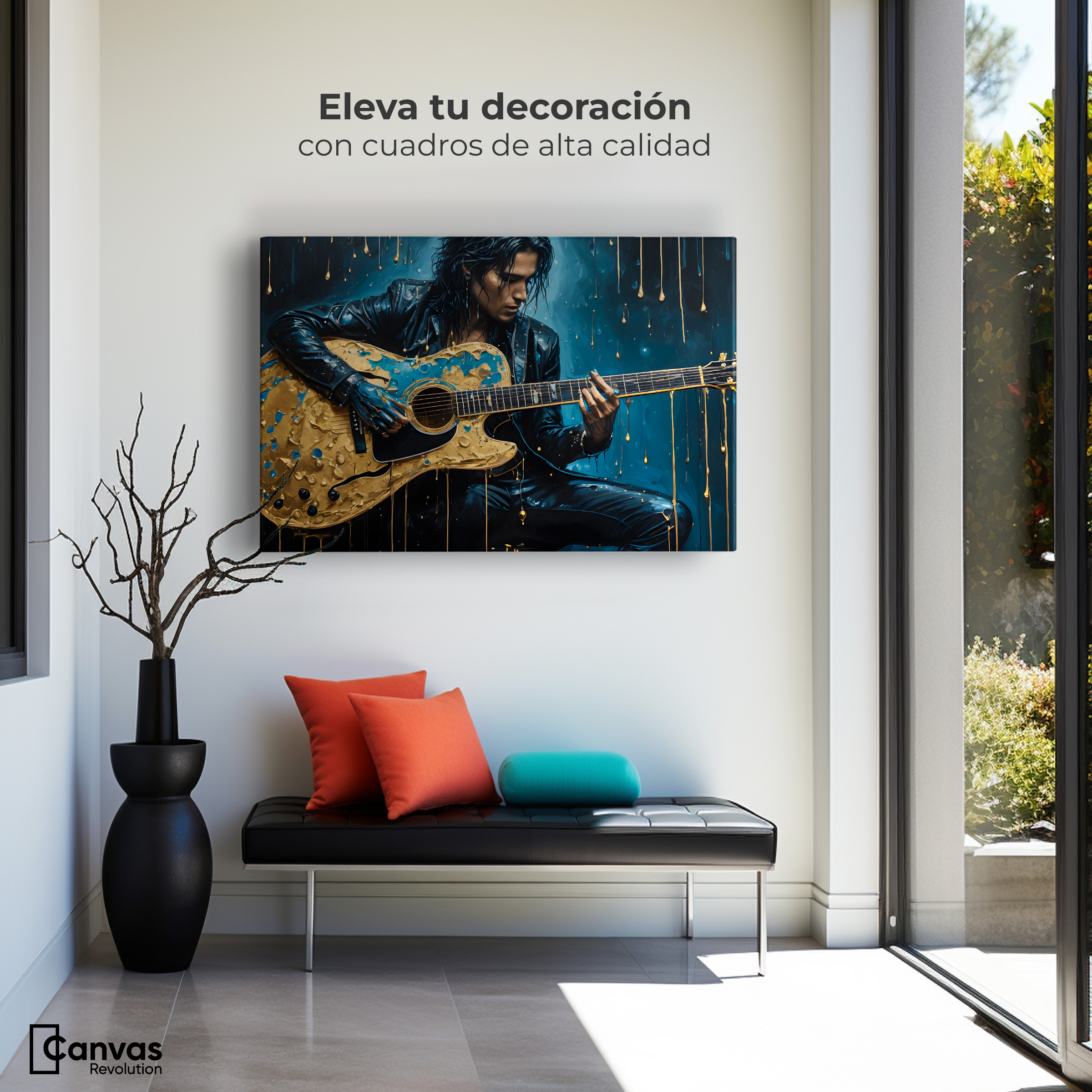 Foto 3 | Cuadro Decorativo Canvas Acordes Dorados 90x60