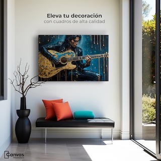 Foto 3 | Cuadro Decorativo Canvas Acordes Dorados 90x60