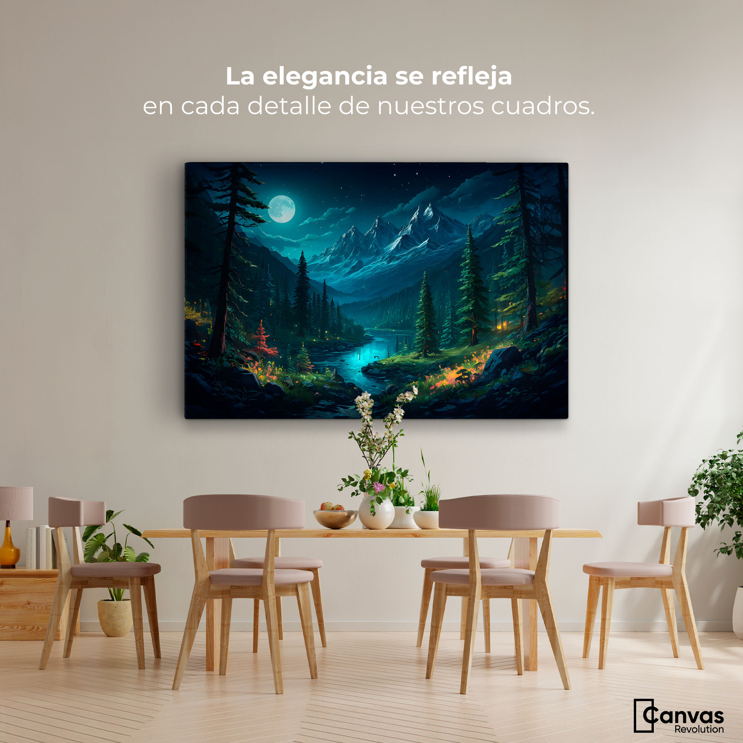 Foto 3 pulgar | Cuadro Decorativo Canvas Bosque Nocturno 90x60