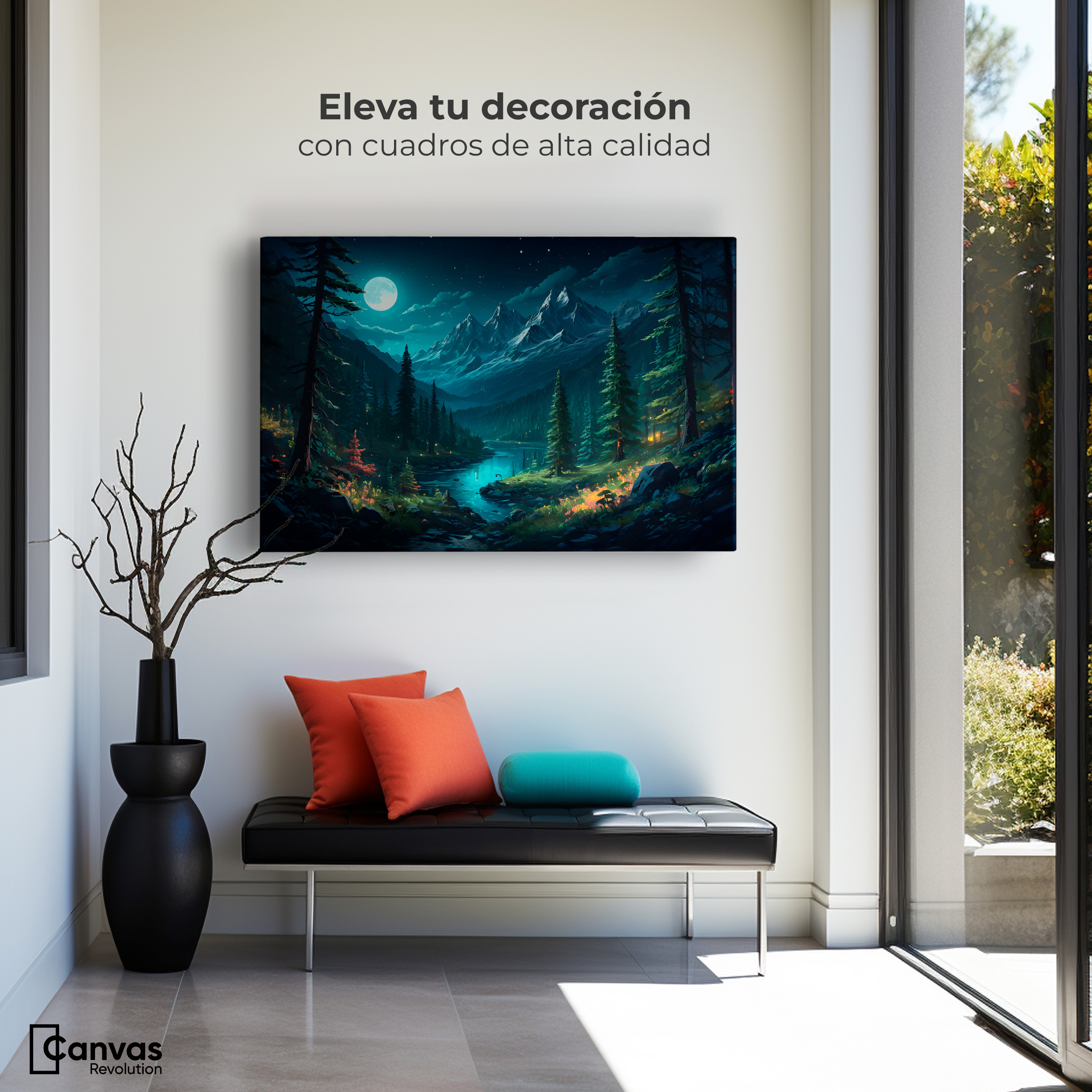 Foto 4 pulgar | Cuadro Decorativo Canvas Bosque Nocturno 90x60