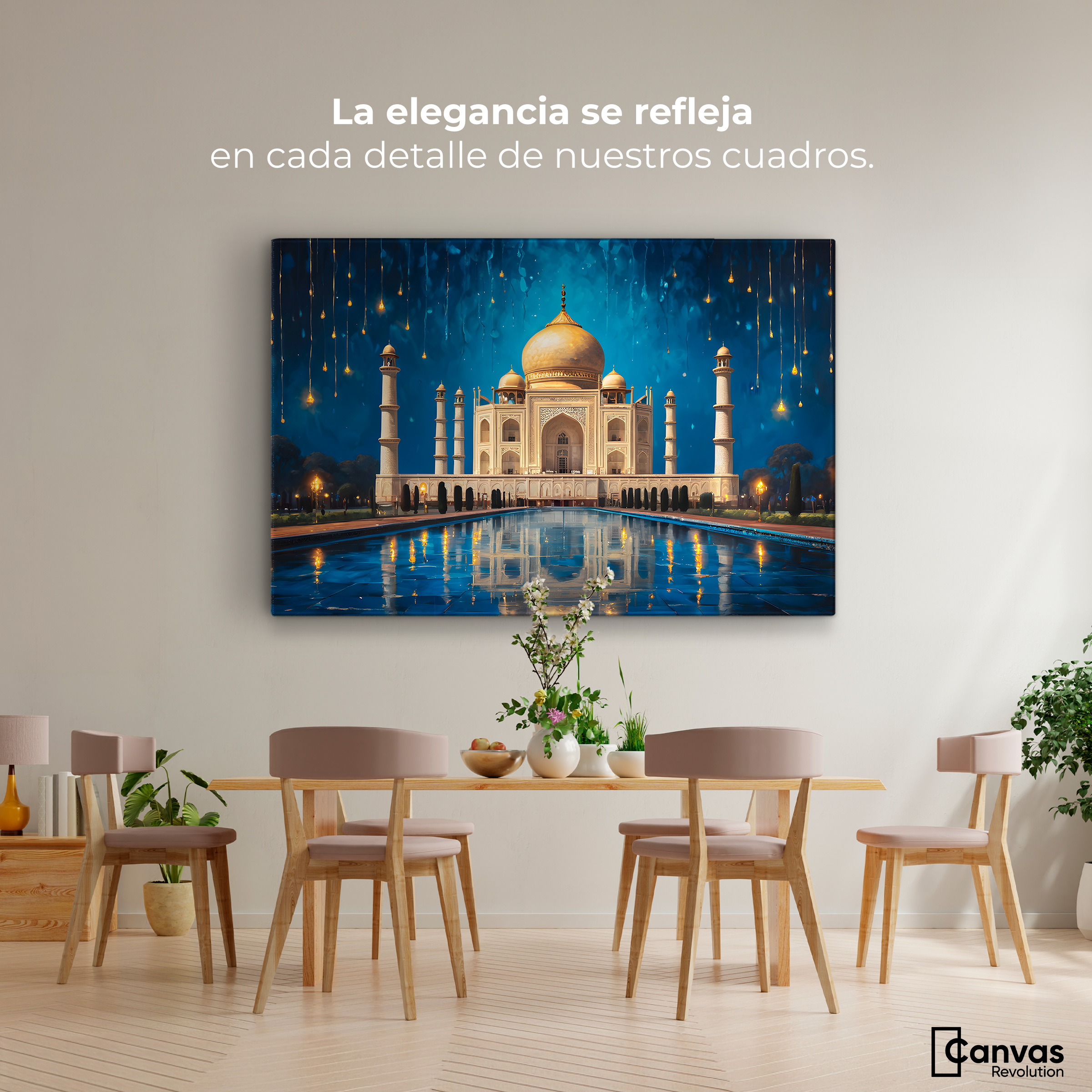 Foto 2 | Cuadro Decorativo Canvas Lluvia Taj Mahal 90x60