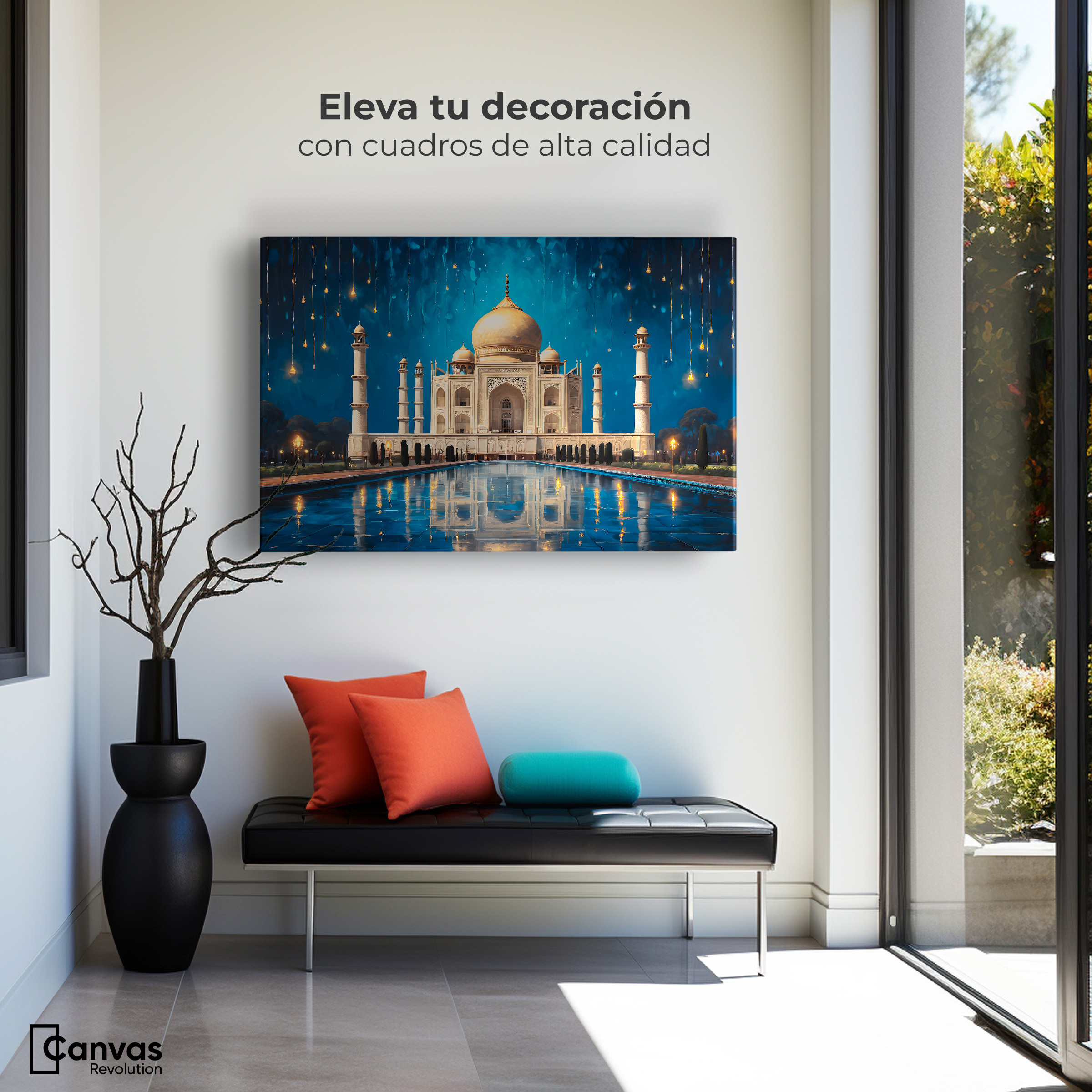 Foto 3 | Cuadro Decorativo Canvas Lluvia Taj Mahal 90x60