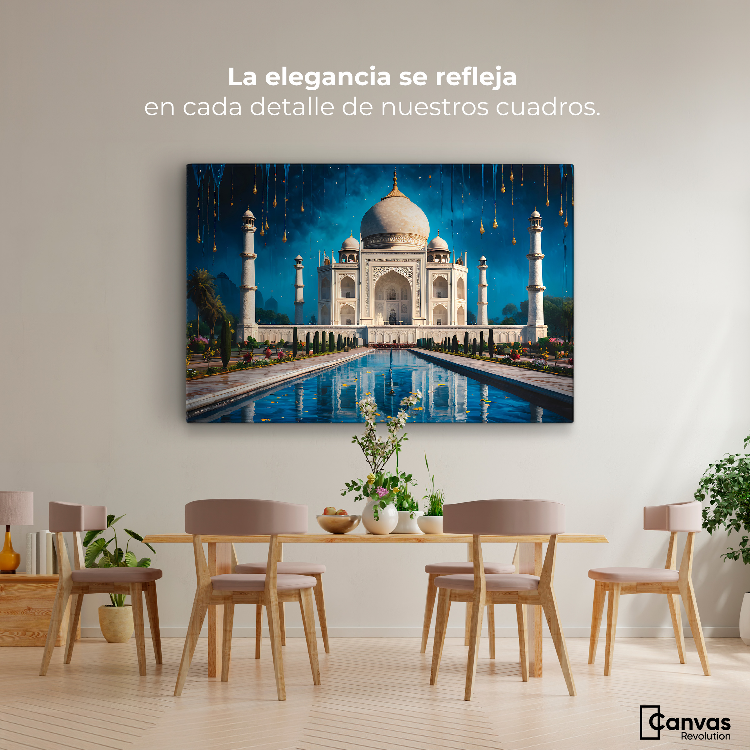 Foto 2 | Cuadro Decorativo Canvas Noche Taj Mahal 90x60