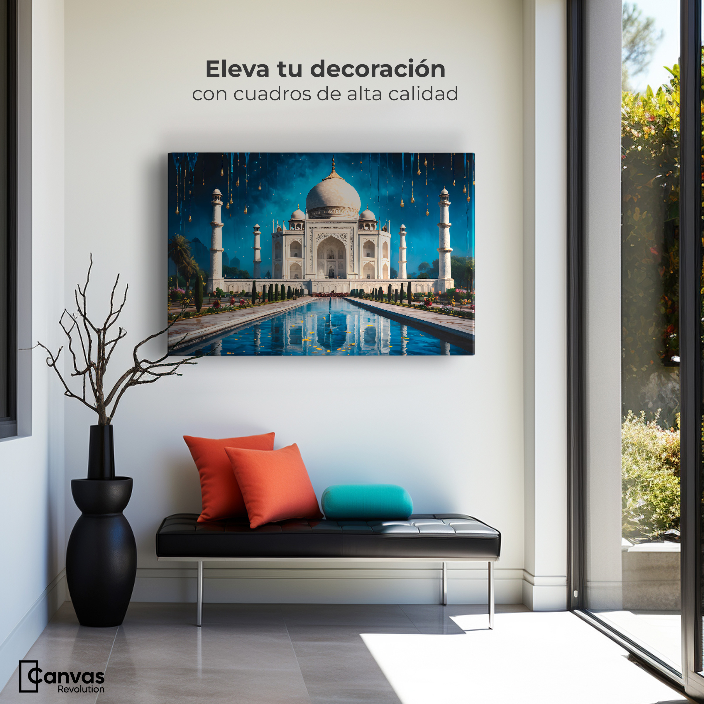 Foto 4 pulgar | Cuadro Decorativo Canvas Noche Taj Mahal 90x60