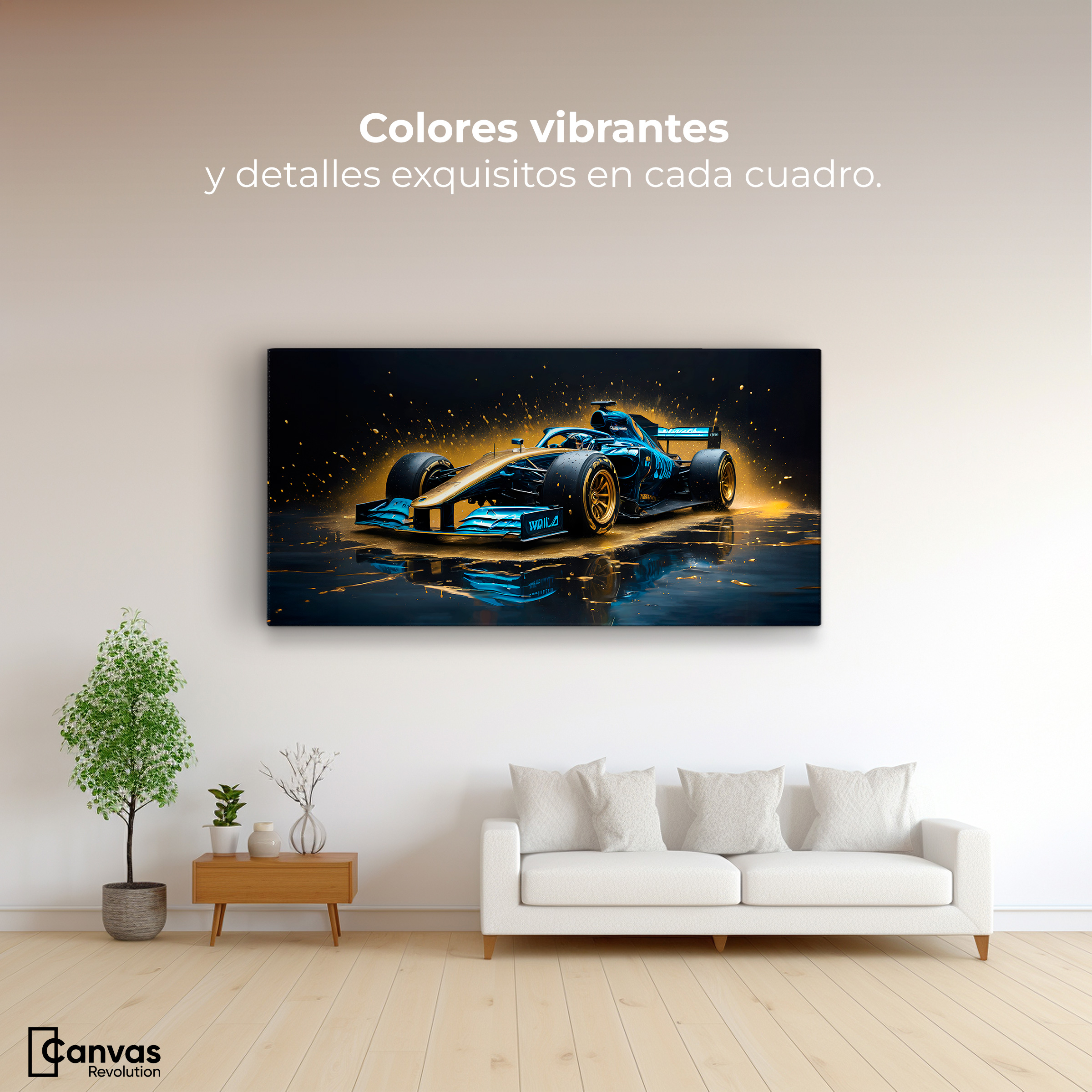 Foto 3 pulgar | Cuadro Decorativo Canvas Velocidad Azul Oro 120x60