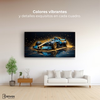Foto 2 | Cuadro Decorativo Canvas Velocidad Azul Oro 120x60