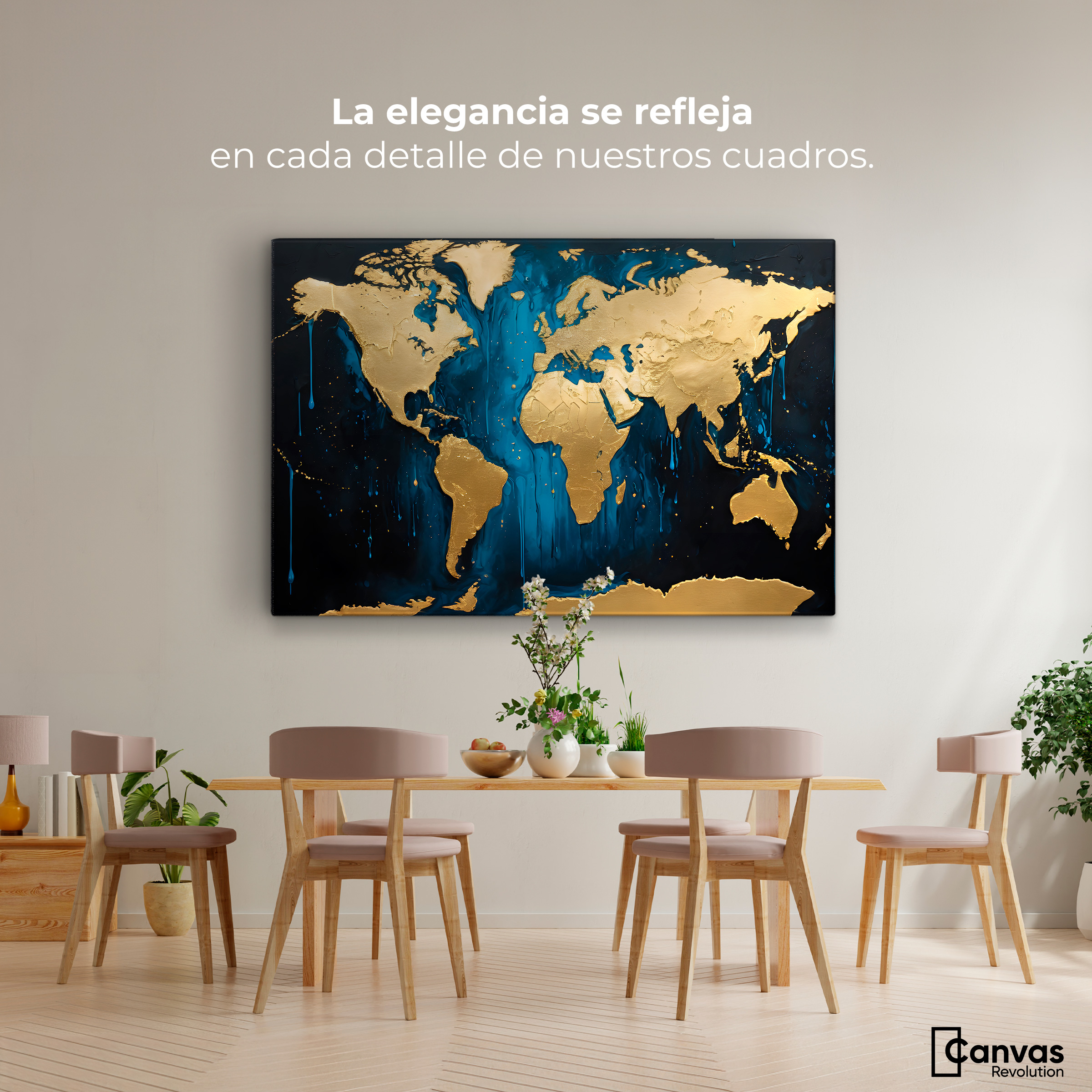 Foto 2 | Cuadro Decorativo Canvas Horizonte Dorado 90x60