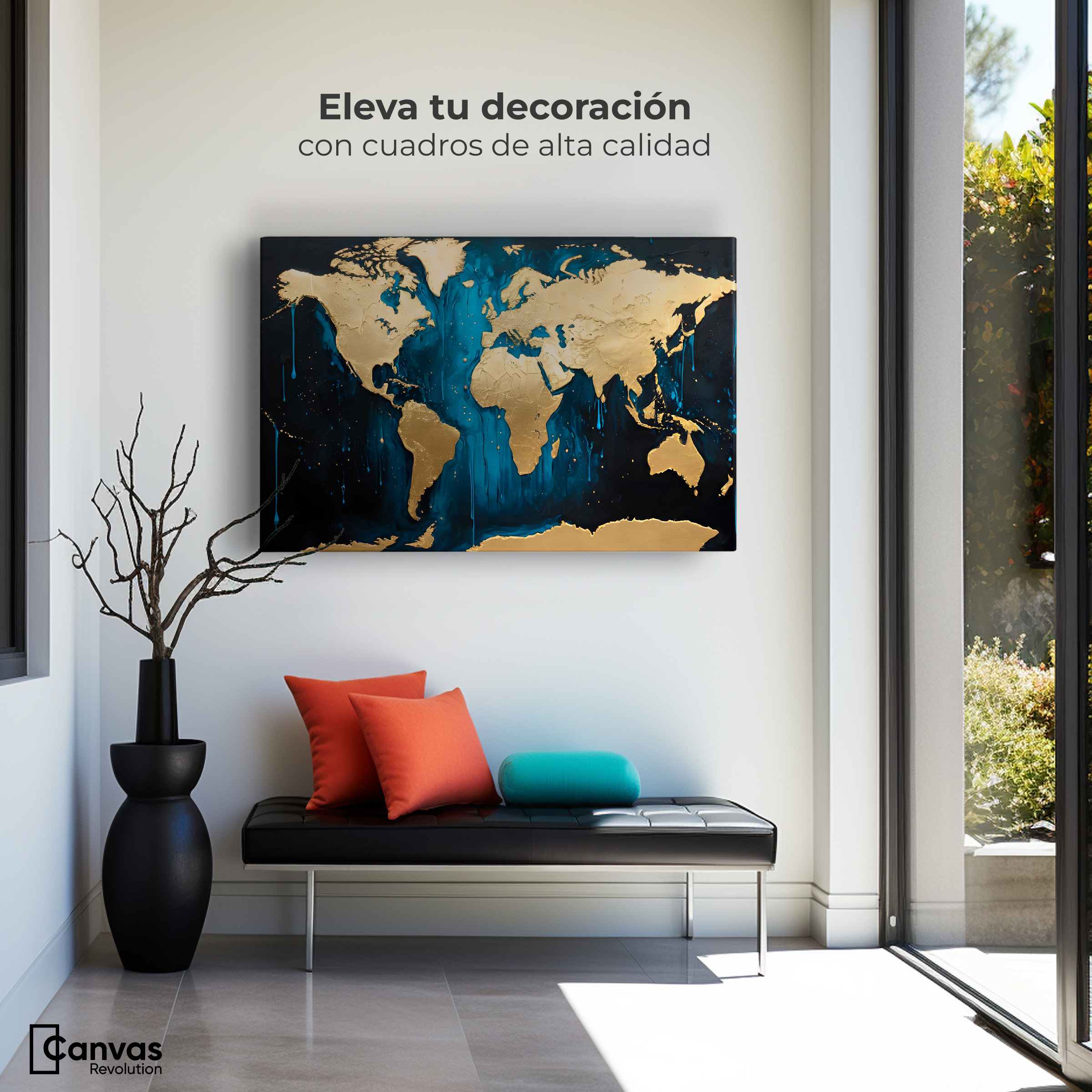 Foto 4 pulgar | Cuadro Decorativo Canvas Horizonte Dorado 90x60