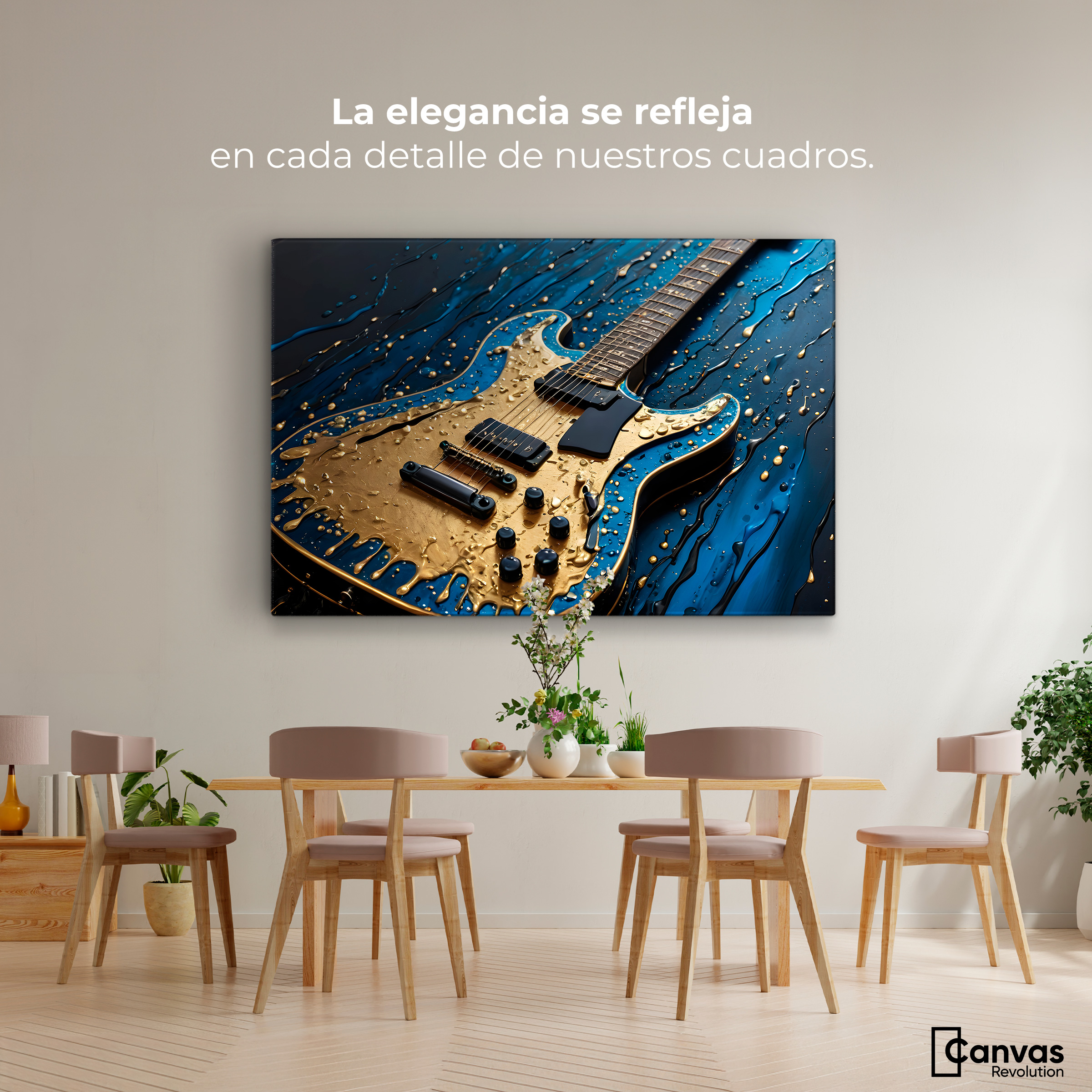 Foto 3 pulgar | Cuadro Decorativo Canvas Guitarra Luminosa 90x60