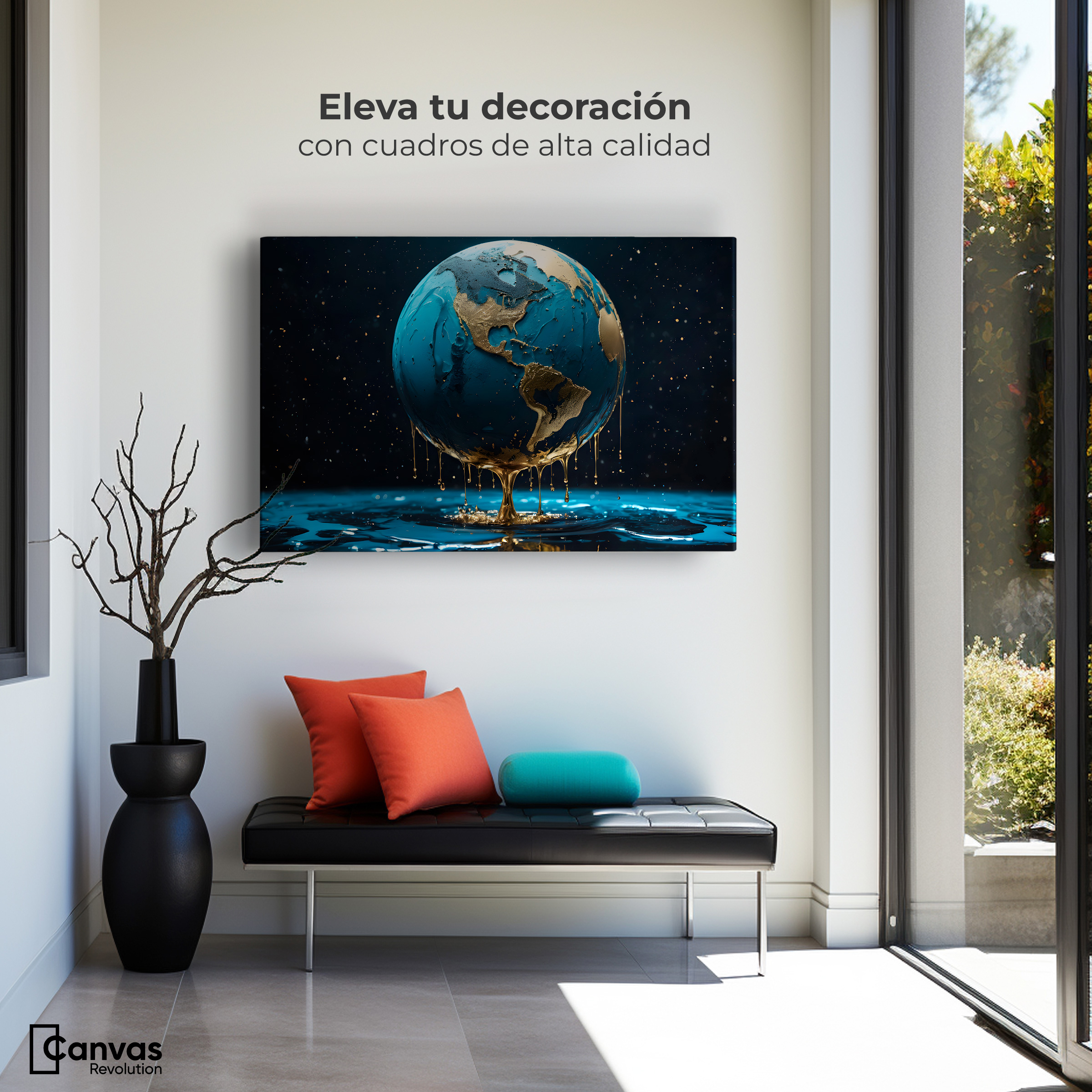 Foto 4 pulgar | Cuadro Decorativo Canvas Planeta Azul Zafiro 90x60