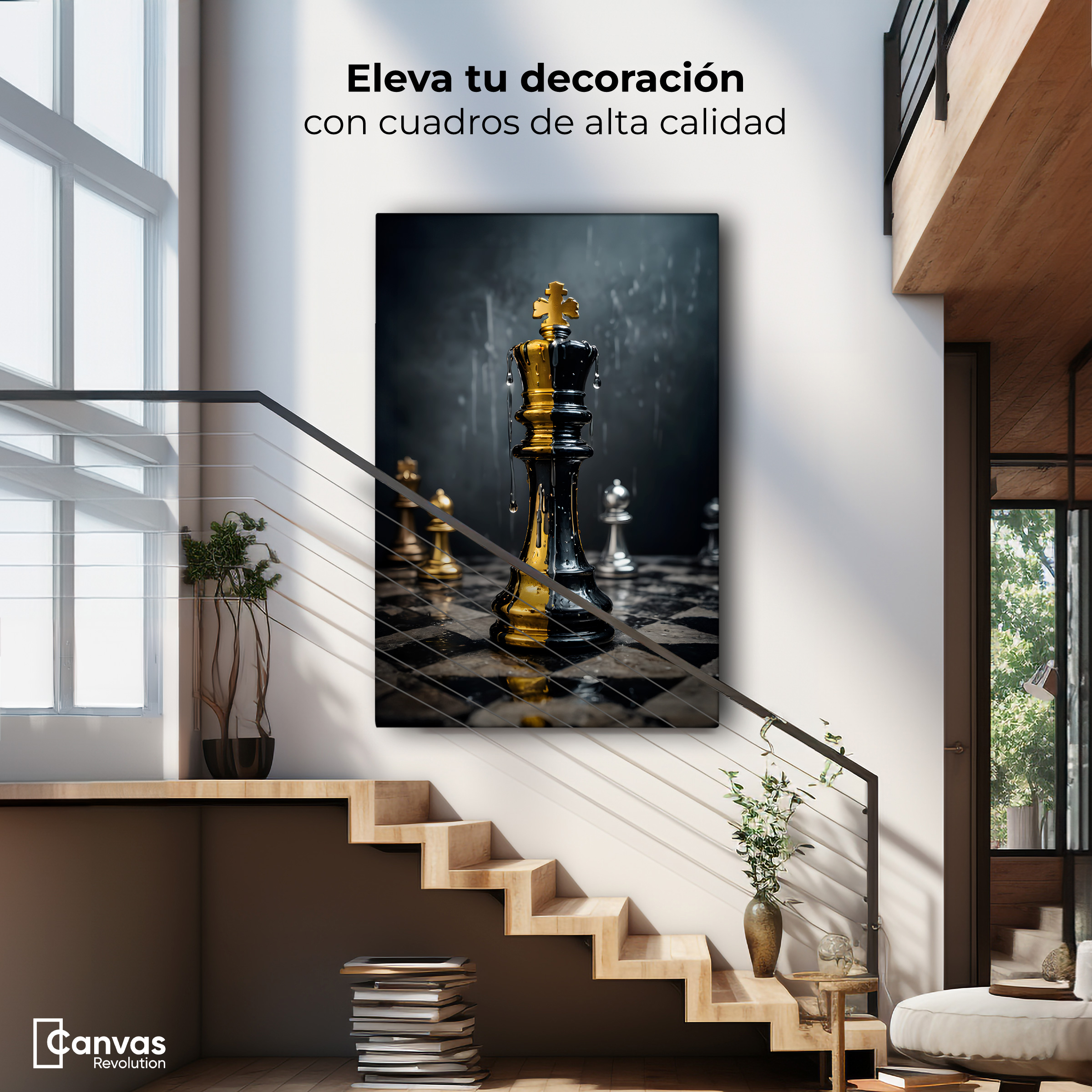 Foto 2 | Cuadro Decorativo Canvas Ajedrez Oro Real 60x90