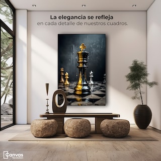 Foto 3 | Cuadro Decorativo Canvas Ajedrez Oro Real 60x90