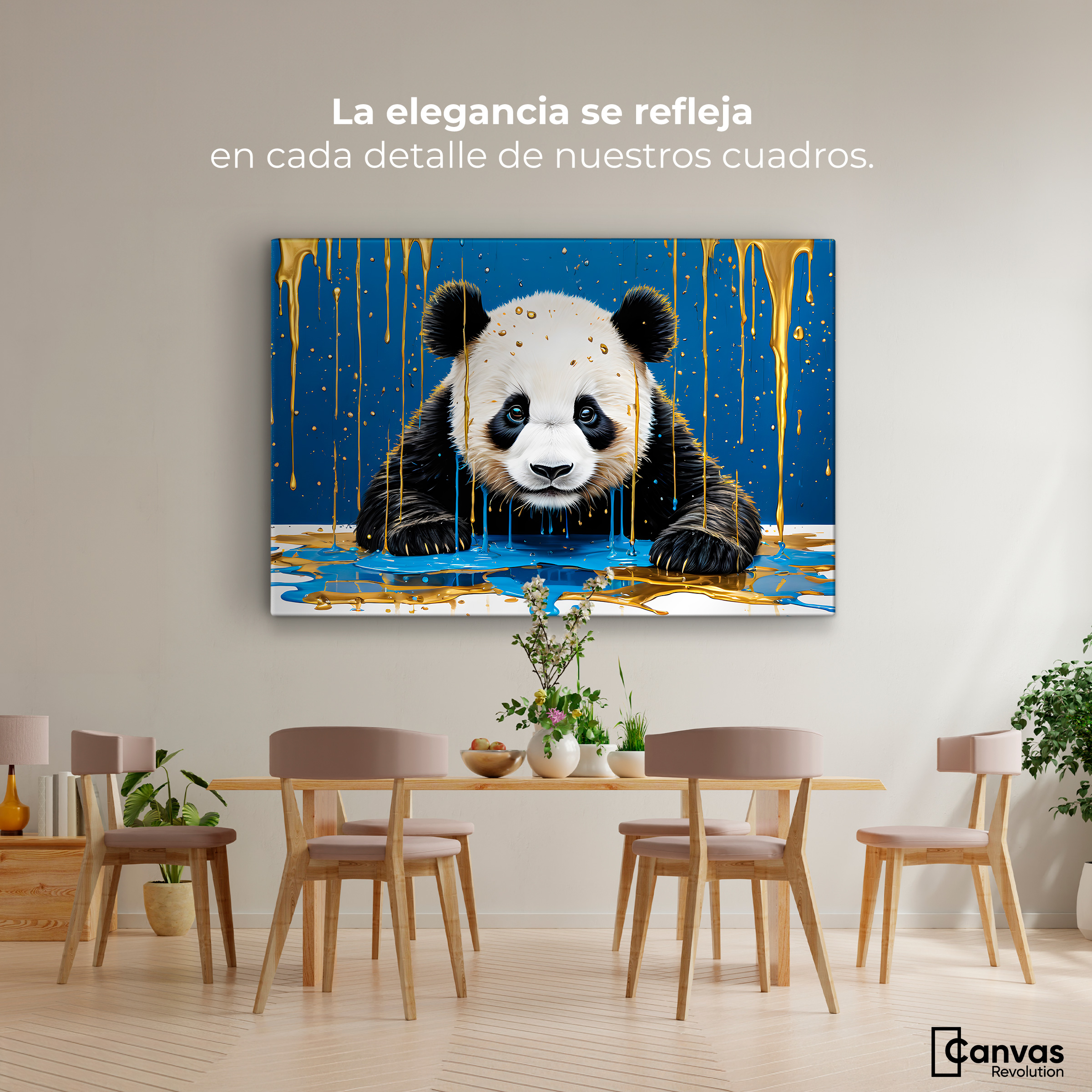 Foto 3 pulgar | Cuadro Decorativo Canvas Panda Azul Profundo 90x60