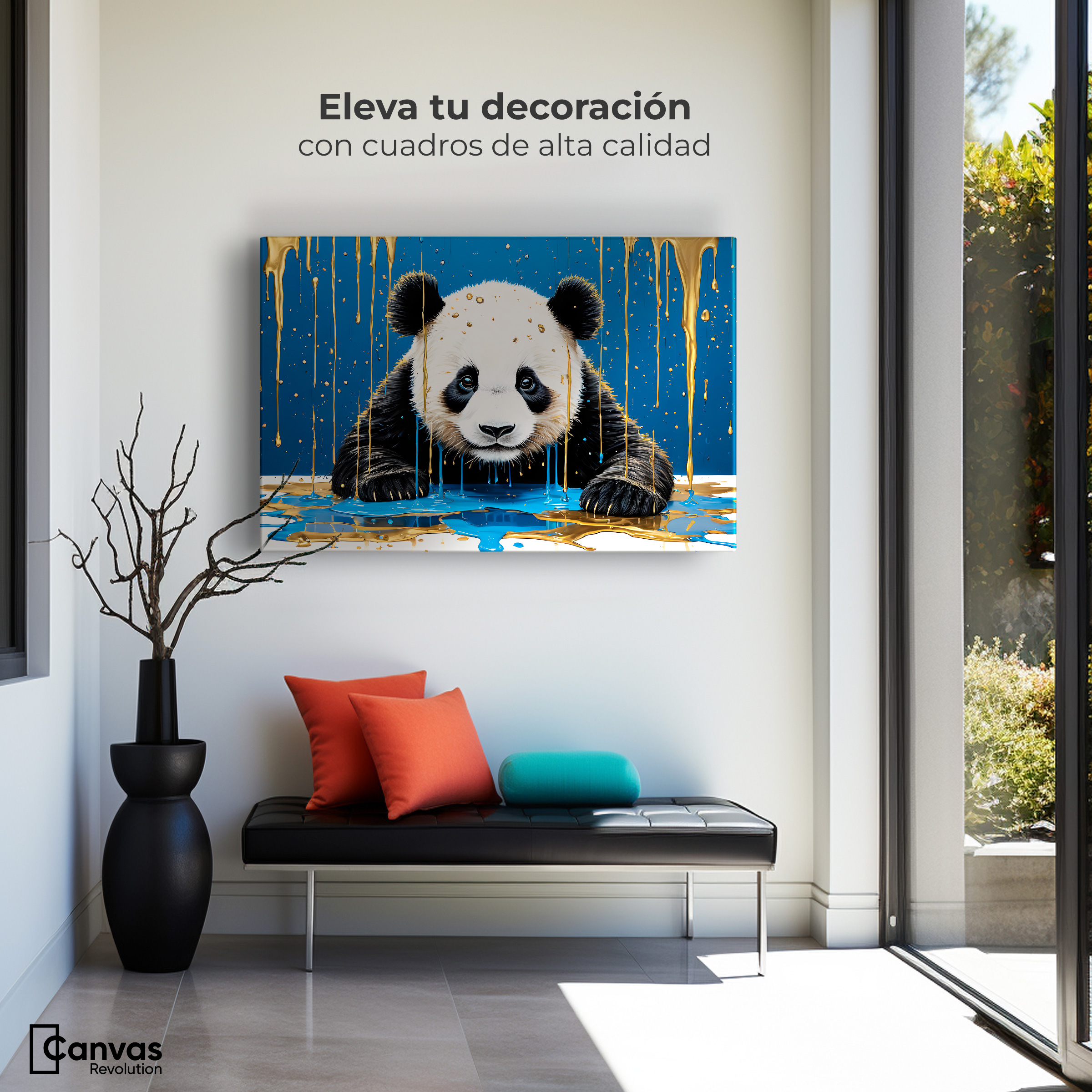 Foto 4 pulgar | Cuadro Decorativo Canvas Panda Azul Profundo 90x60