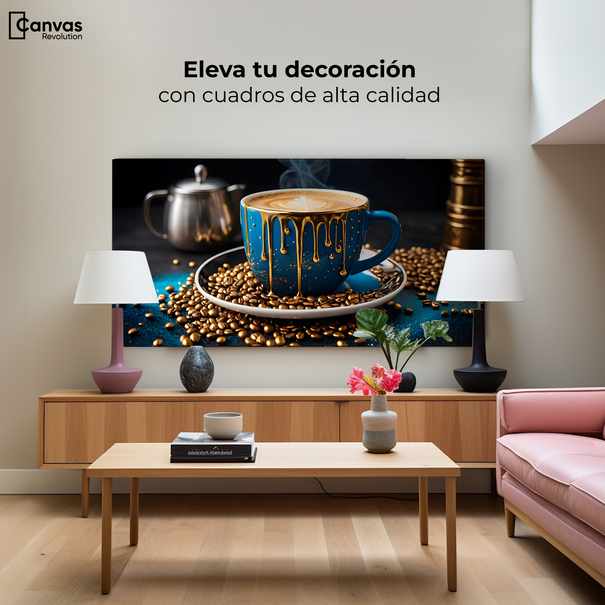Foto 4 pulgar | Cuadro Decorativo Canvas Cafe Azul Celestial 120x60