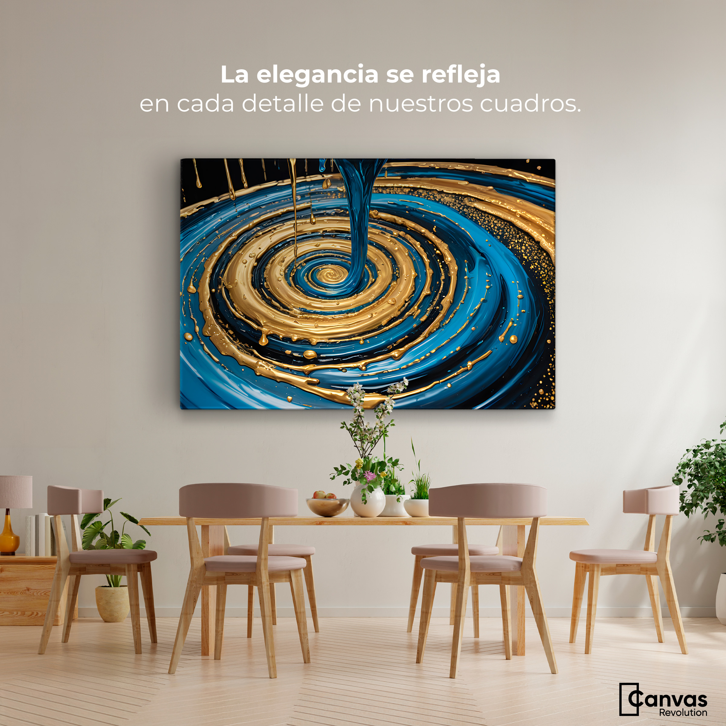 Foto 3 pulgar | Cuadro Decorativo Canvas Elegancia Oro Azul 90x60