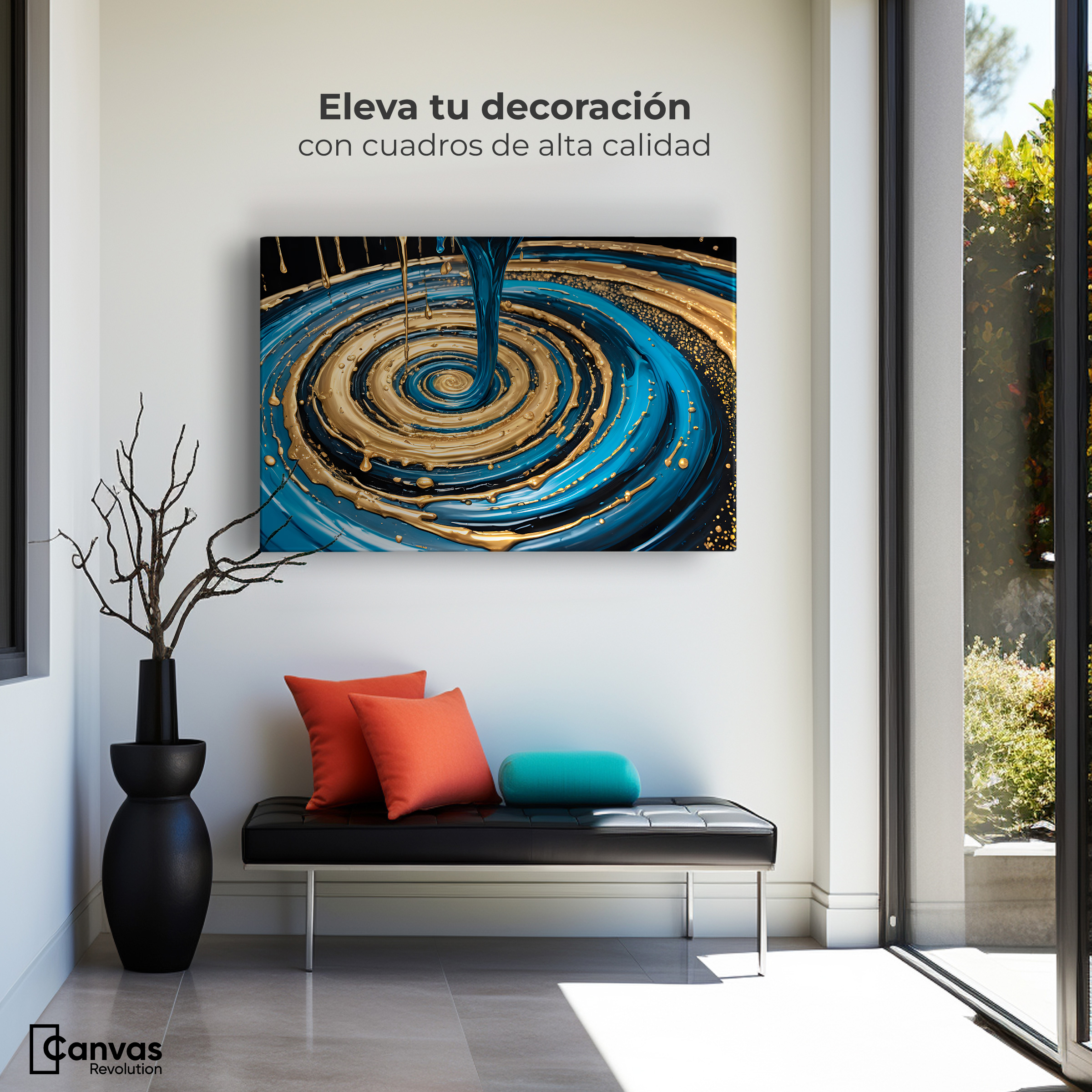 Foto 4 pulgar | Cuadro Decorativo Canvas Elegancia Oro Azul 90x60