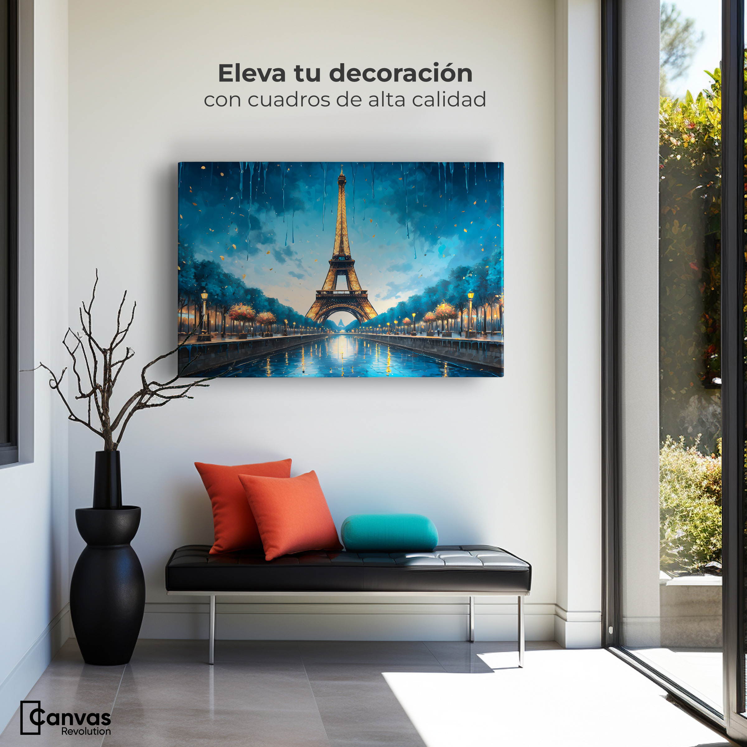 Foto 4 pulgar | Cuadro Decorativo Canvas Anochecer París 90x60