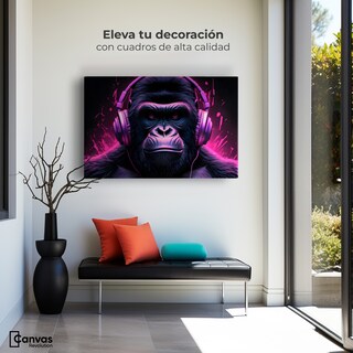 Foto 3 | Cuadro Decorativo Canvas Gorila Electrónico 90x60