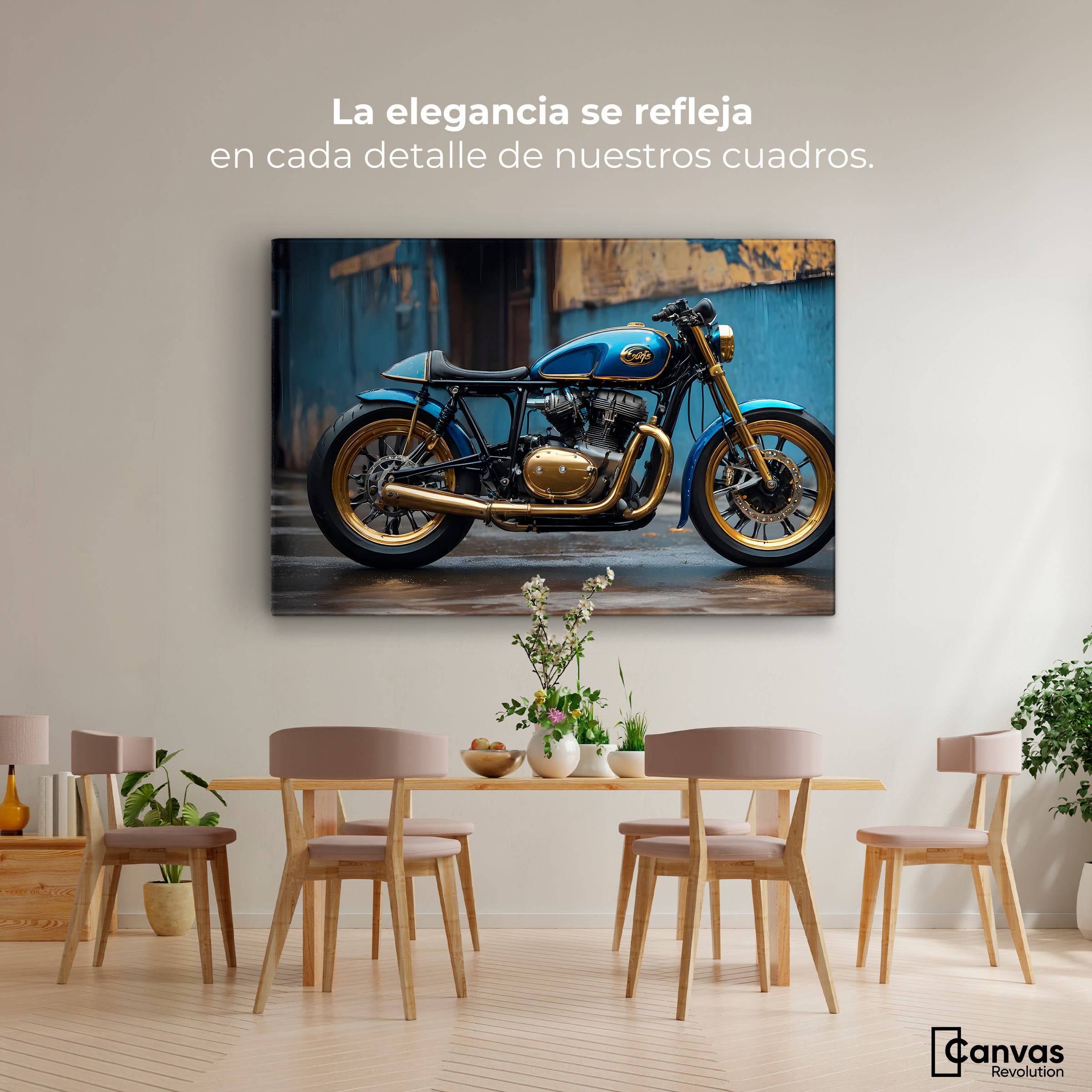 Foto 3 pulgar | Cuadro Decorativo Canvas Motocicleta Azul 90x60