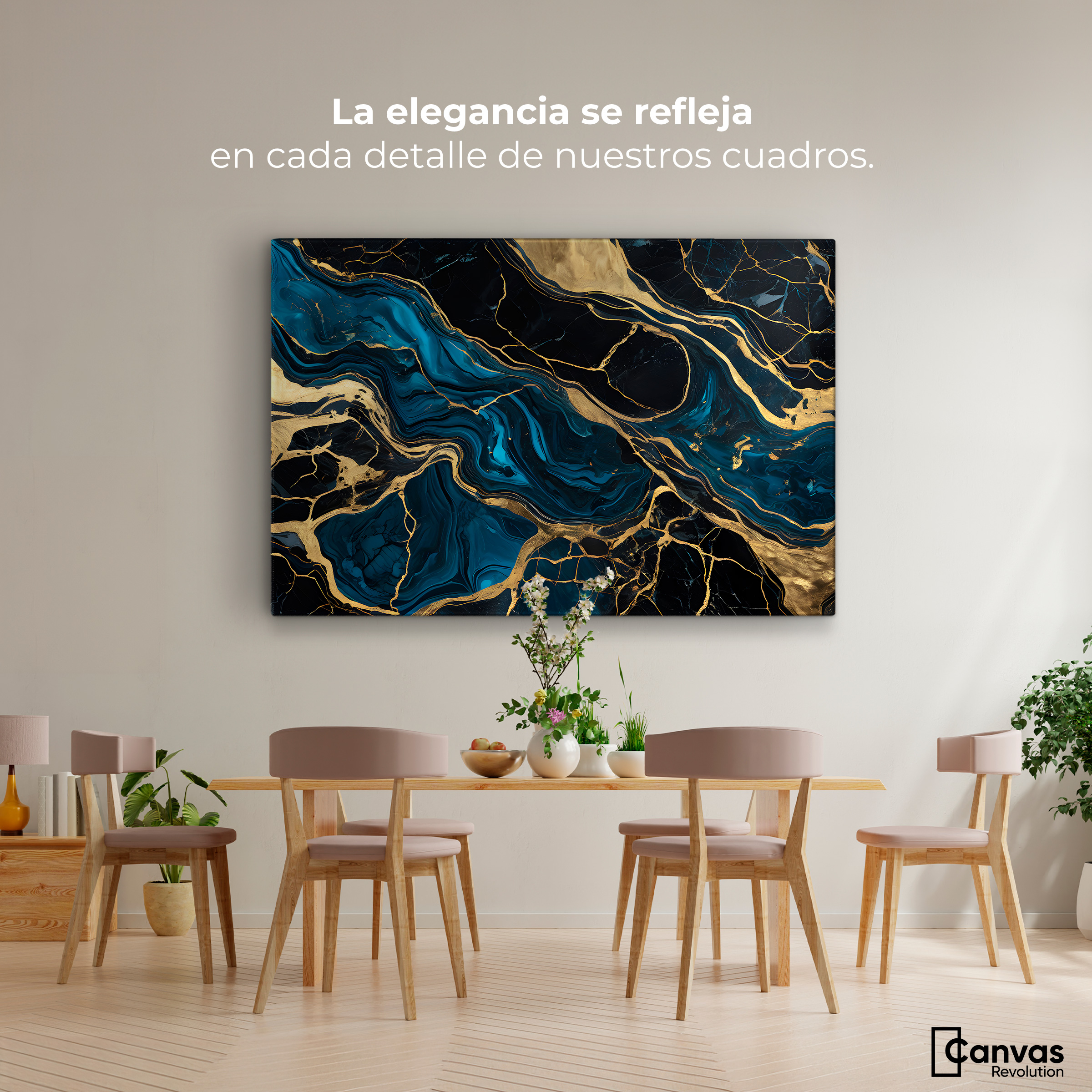 Foto 3 pulgar | Cuadro Decorativo Canvas Mármol Azul Oro 90x60