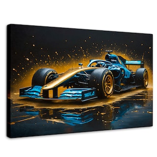 Foto 1 | Cuadro Decorativo Canvas Velocidad Azul Oro 90x60