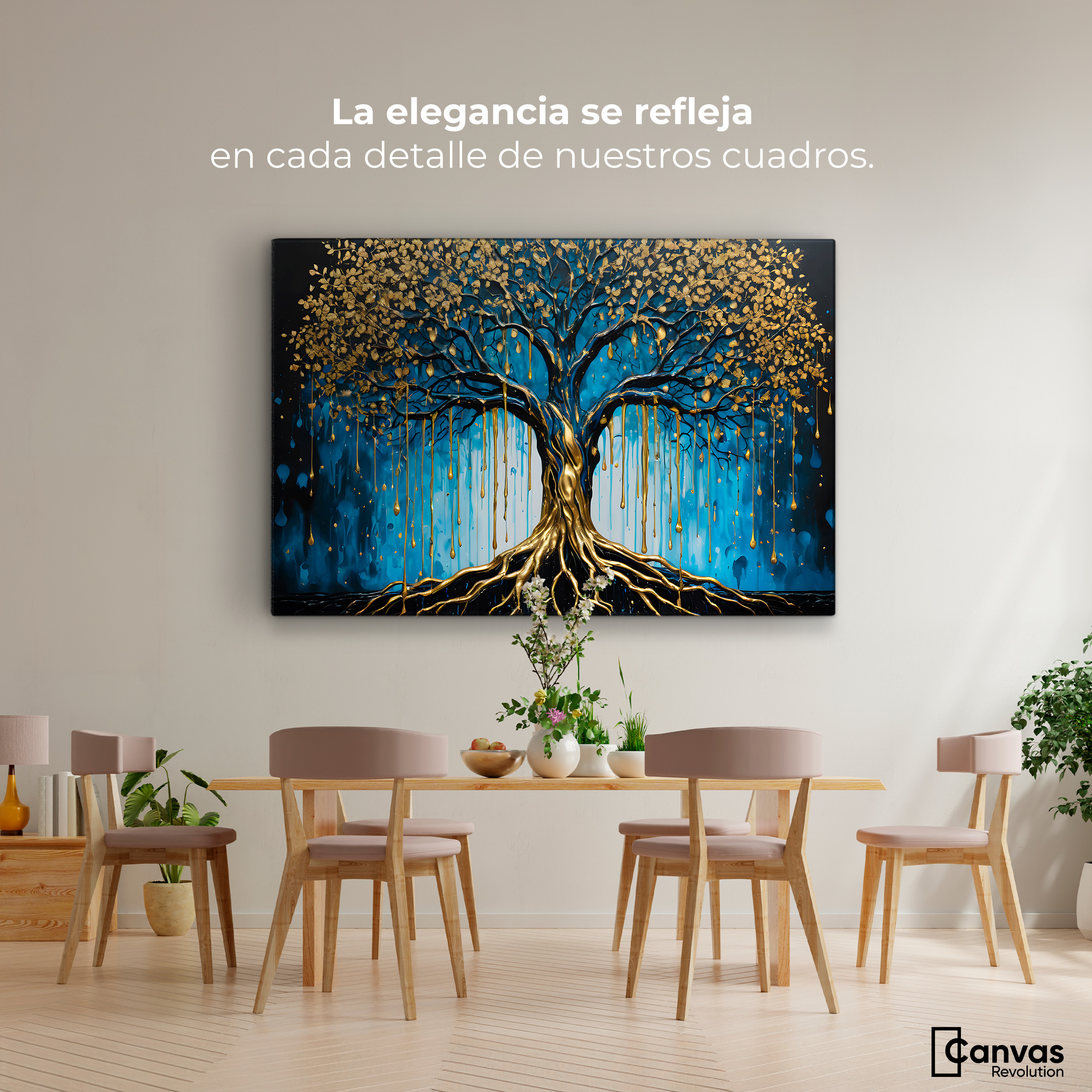 Foto 3 pulgar | Cuadro Decorativo Canvas Arbol Alma Dorada 90x60