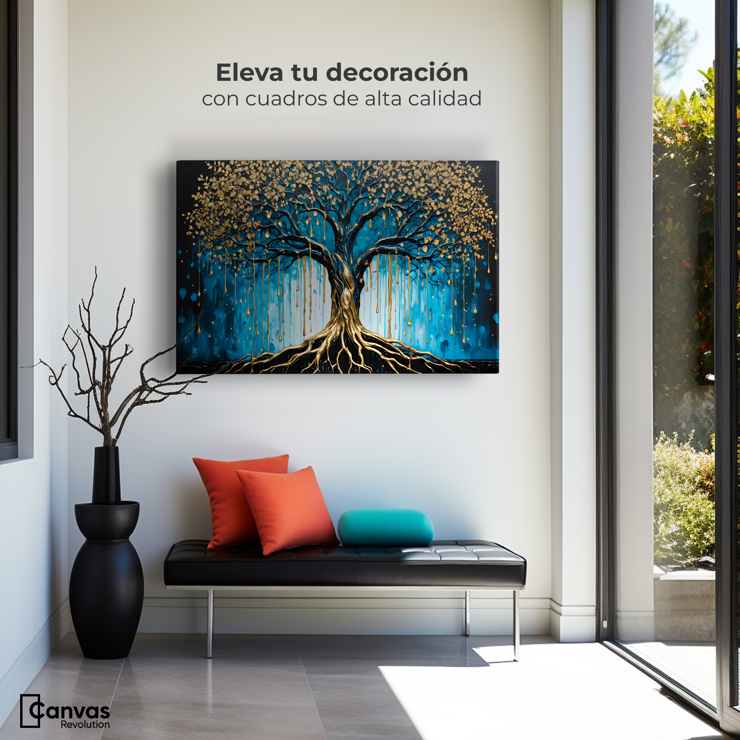 Foto 4 pulgar | Cuadro Decorativo Canvas Arbol Alma Dorada 90x60