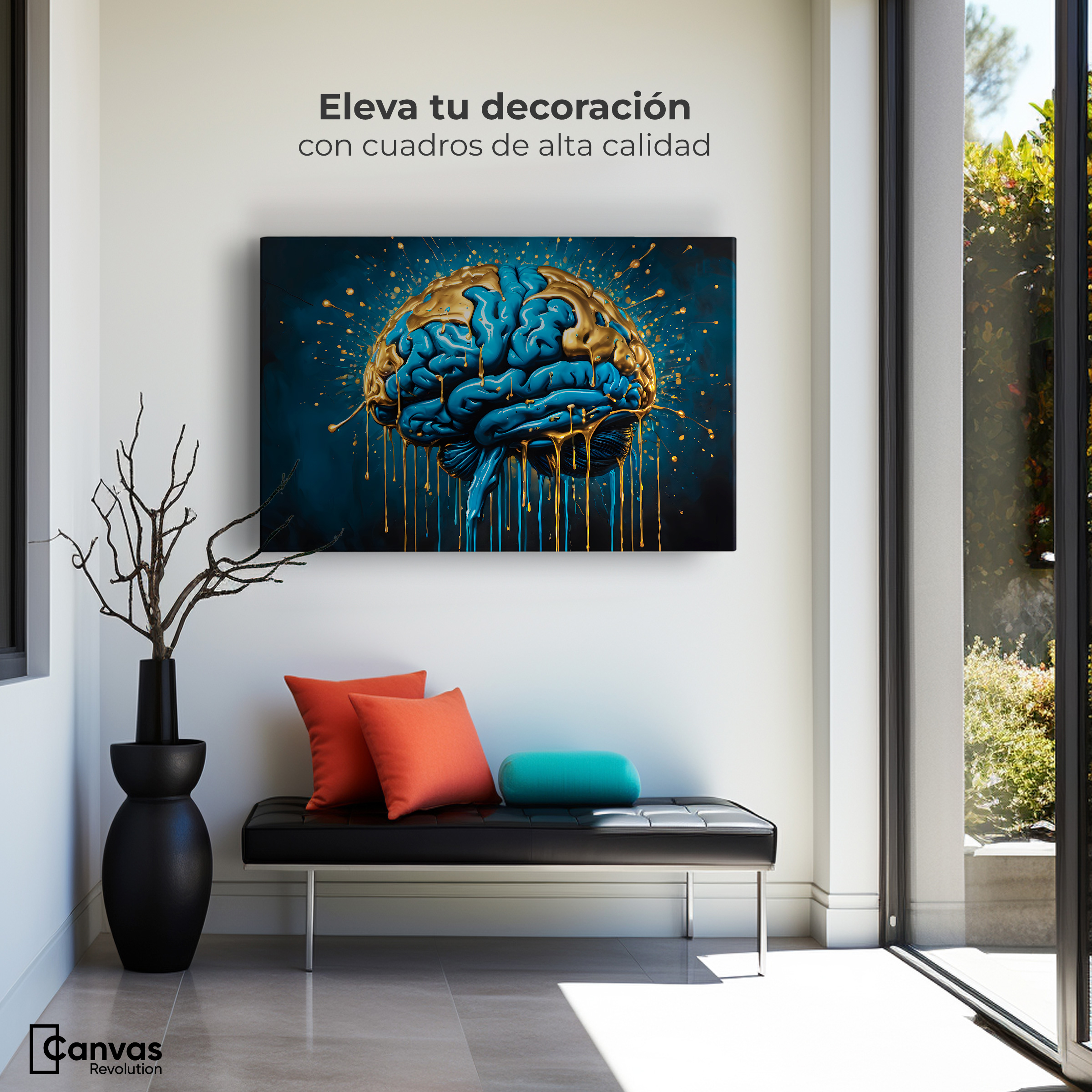 Foto 4 pulgar | Cuadro Decorativo Canvas Sinapsis Dorada 90x60