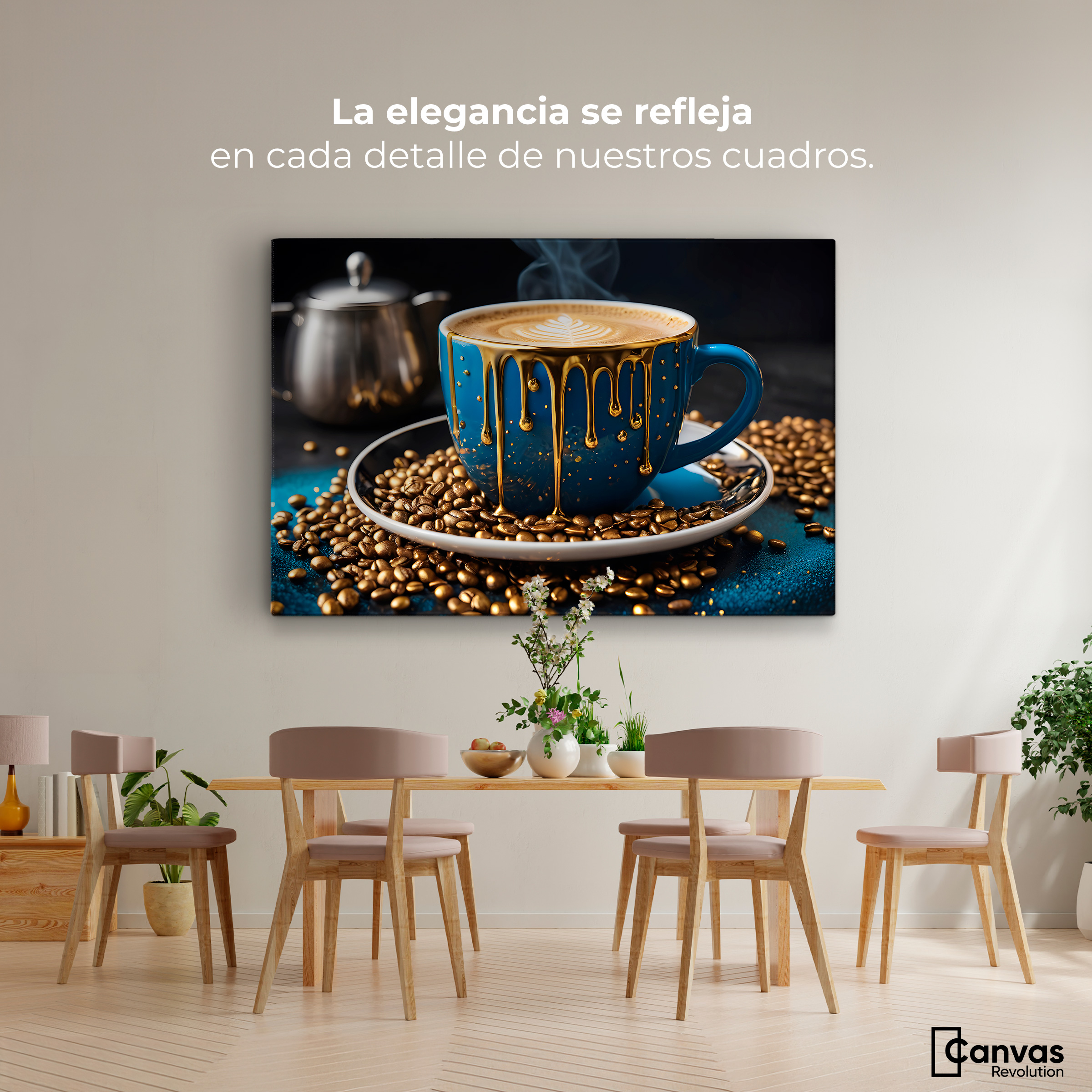 Foto 3 pulgar | Cuadro Decorativo Canvas Cafe Azul Celestial 90x60