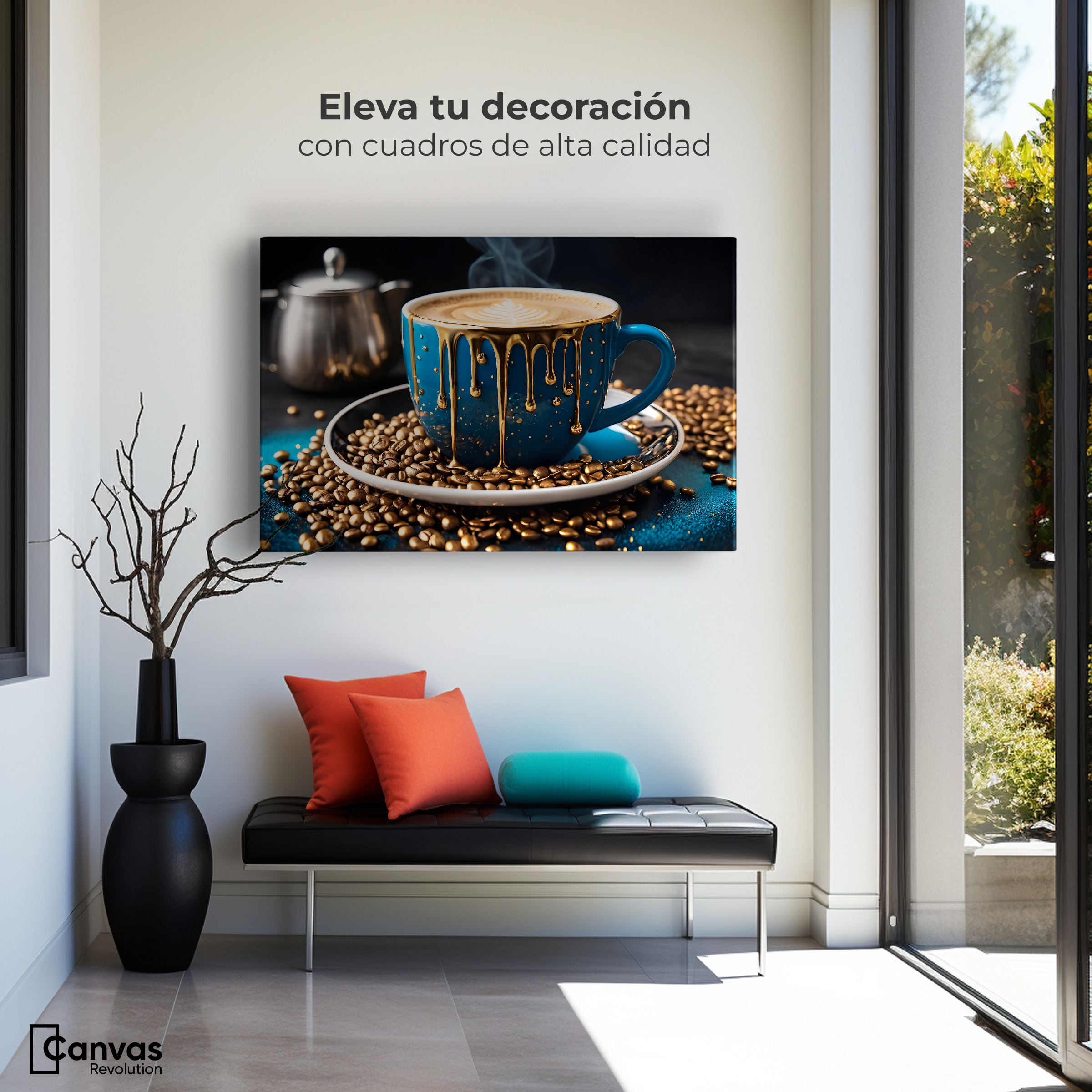 Foto 4 pulgar | Cuadro Decorativo Canvas Cafe Azul Celestial 90x60