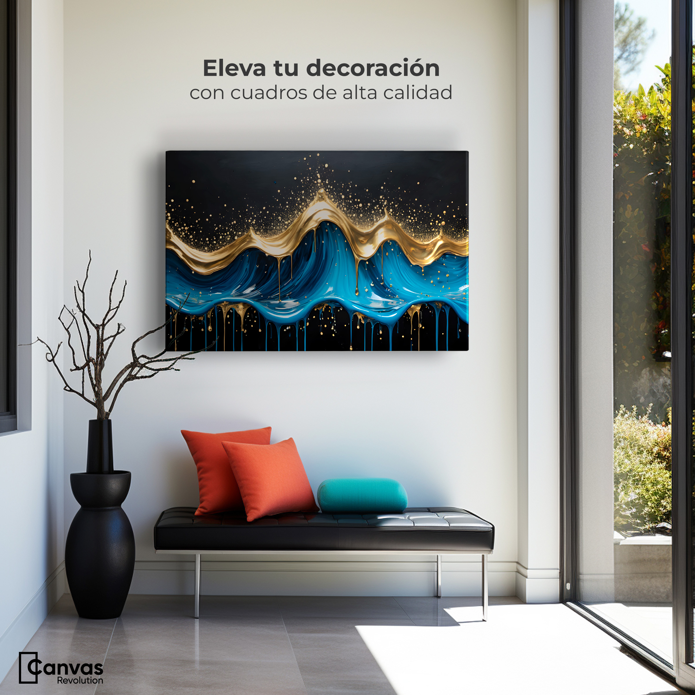 Foto 3 | Cuadro Decorativo Canvas Ondas Preciosas 90x60