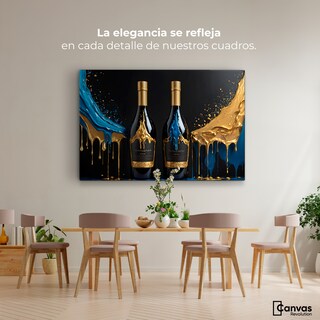 Foto 2 | Cuadro Decorativo Canvas Botella Azul Dorado 90x60