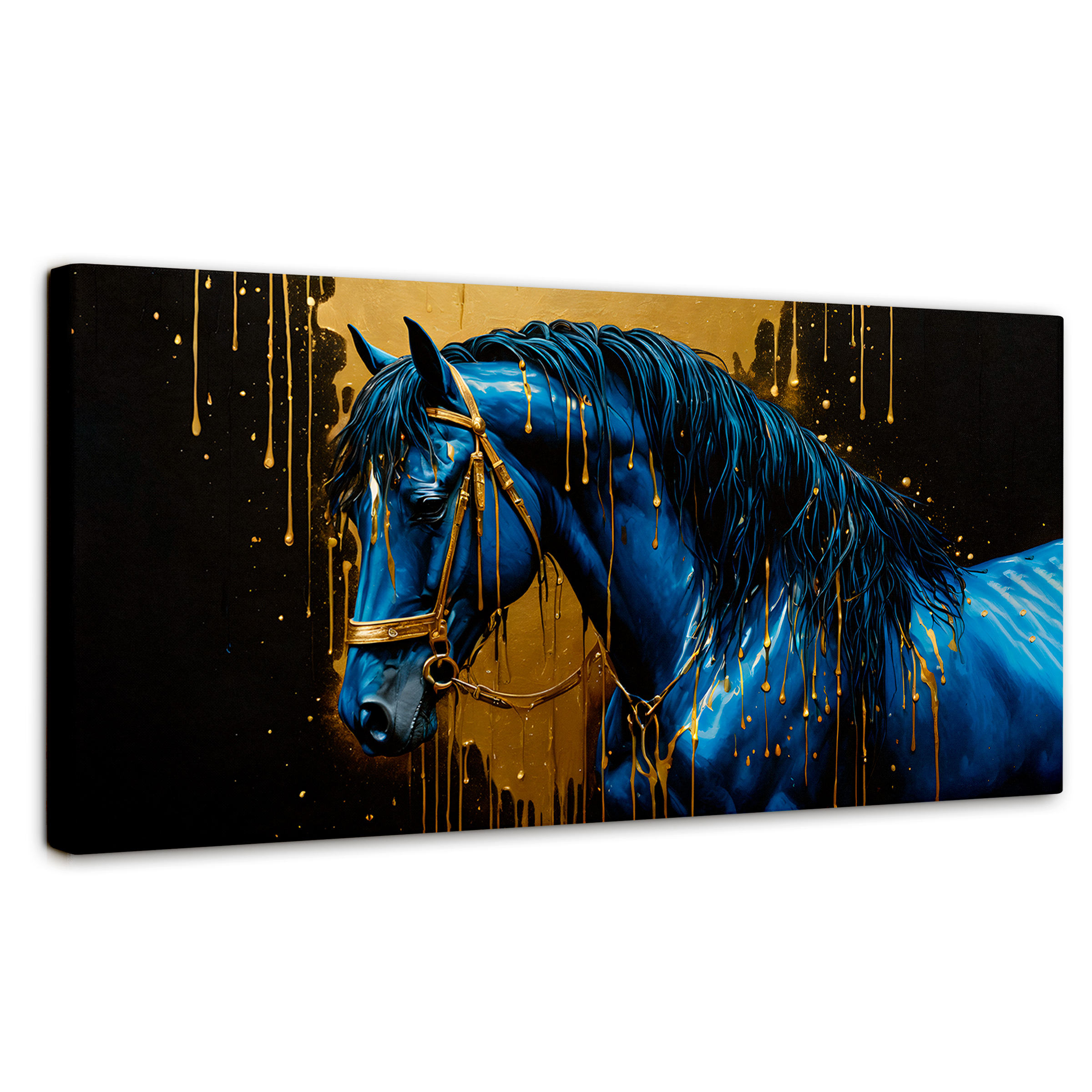 Cuadro Decorativo Canvas Elegancia Azul Oro 120x60