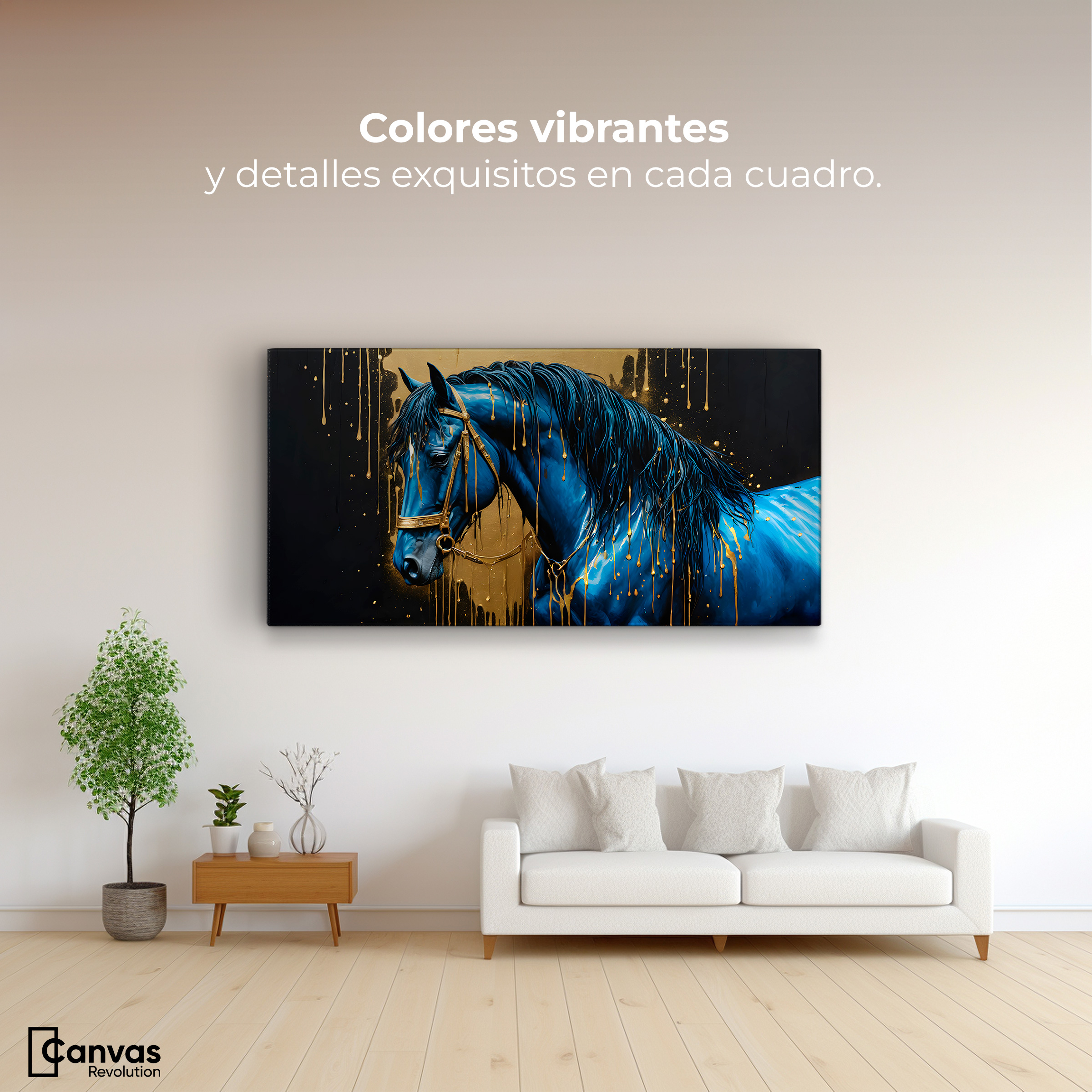 Foto 3 pulgar | Cuadro Decorativo Canvas Elegancia Azul Oro 120x60