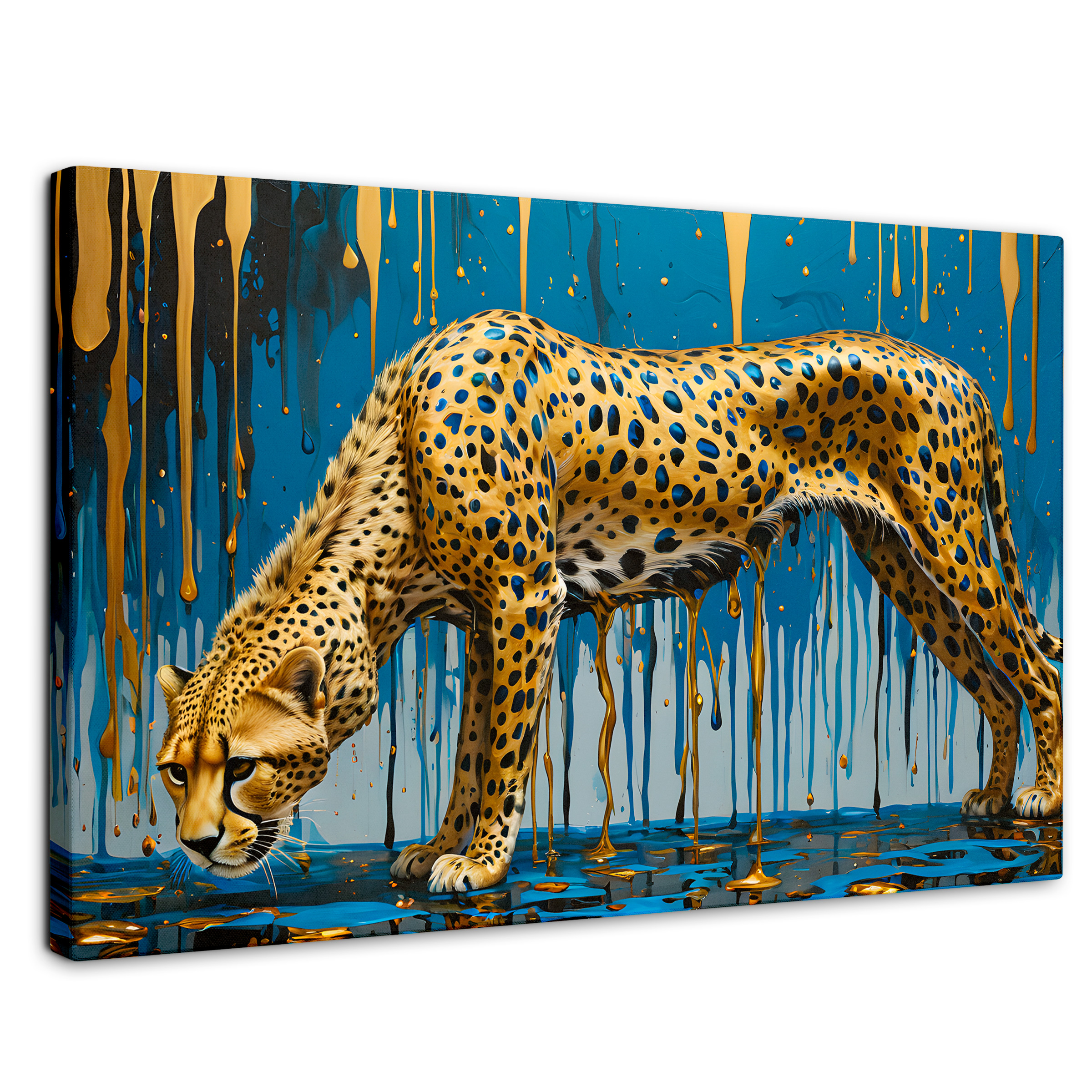 Cuadro Decorativo Canvas Leopardo Líquido 90x60