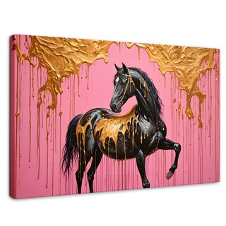 Foto 1 | Cuadro Decorativo Canvas Caballo Oro Rosa 90x60