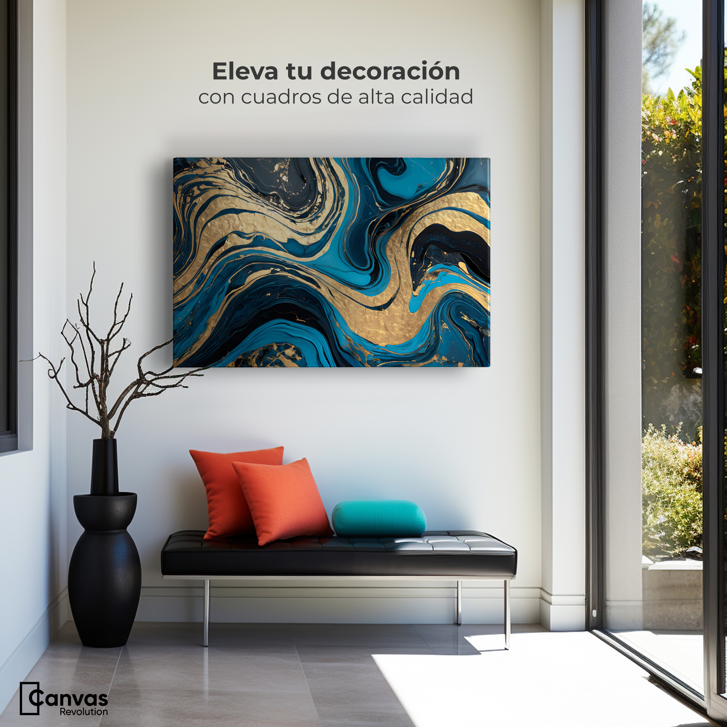 Foto 4 pulgar | Cuadro Decorativo Canvas Remolinos Zafiro 90x60