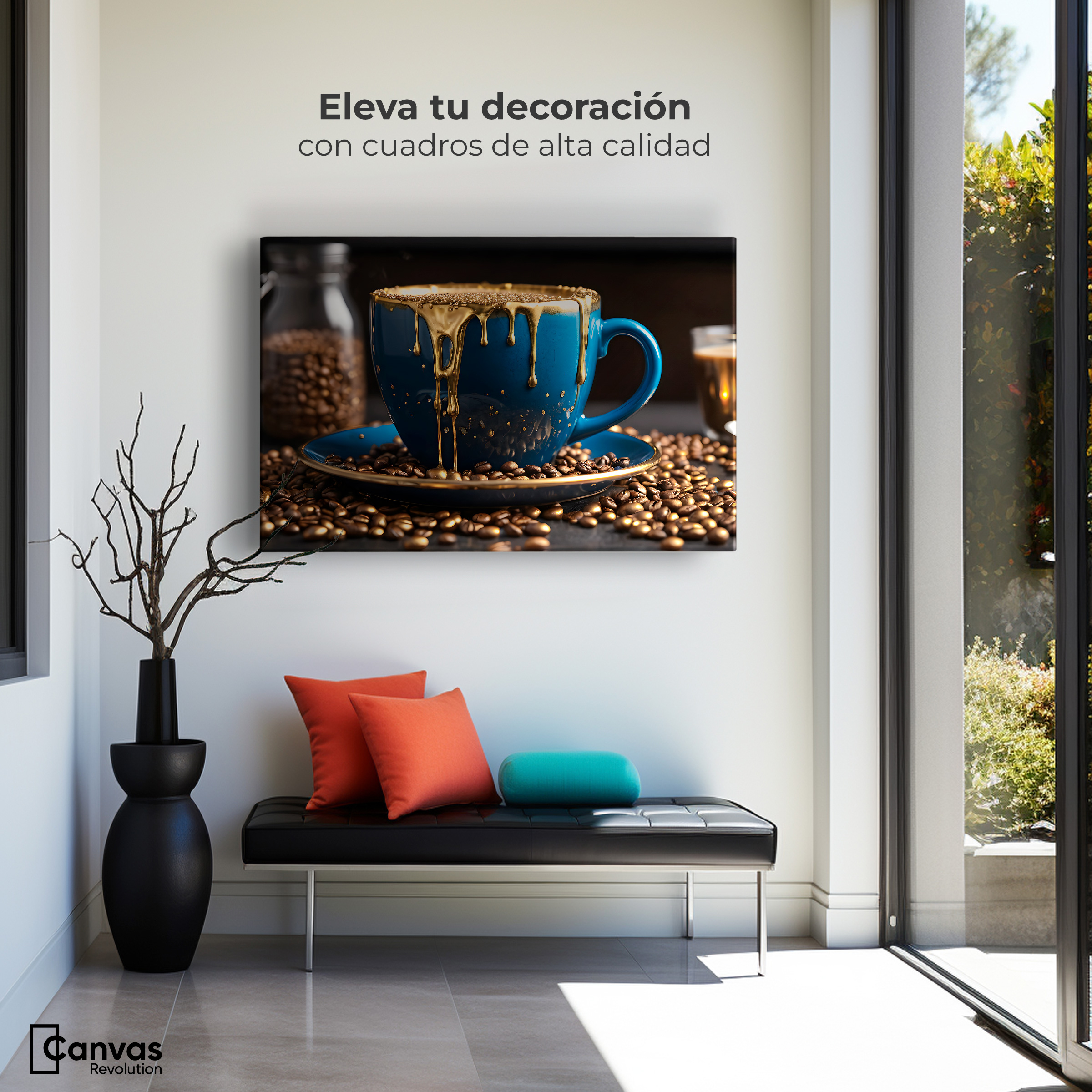 Foto 4 pulgar | Cuadro Decorativo Canvas Café Armonía Azul 90x60