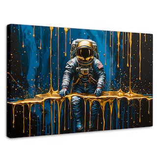 Foto 1 | Cuadro Decorativo Canvas Astronauta Dorado 90x60
