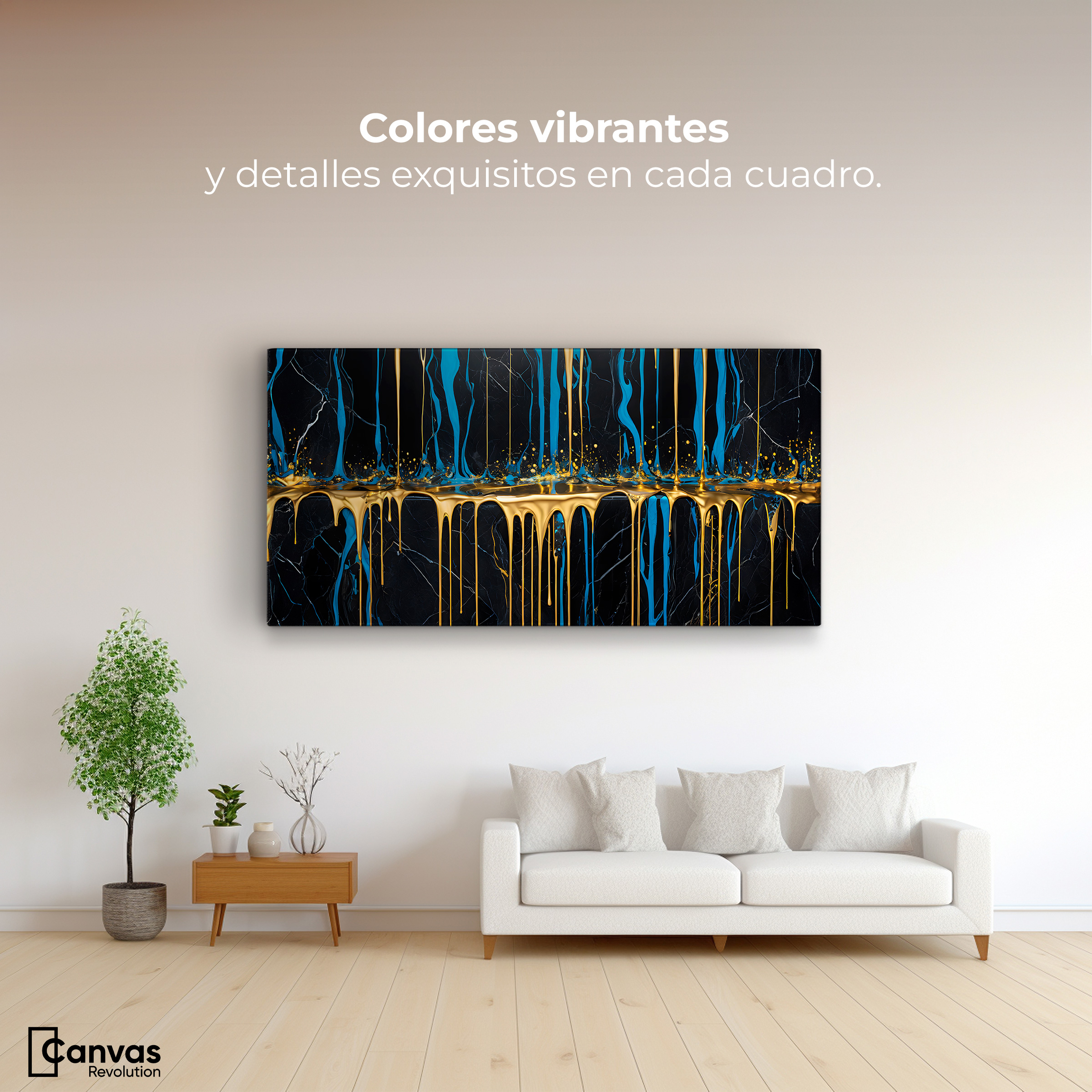 Foto 2 | Cuadro Decorativo Canvas Corrientes Doradas 120x60