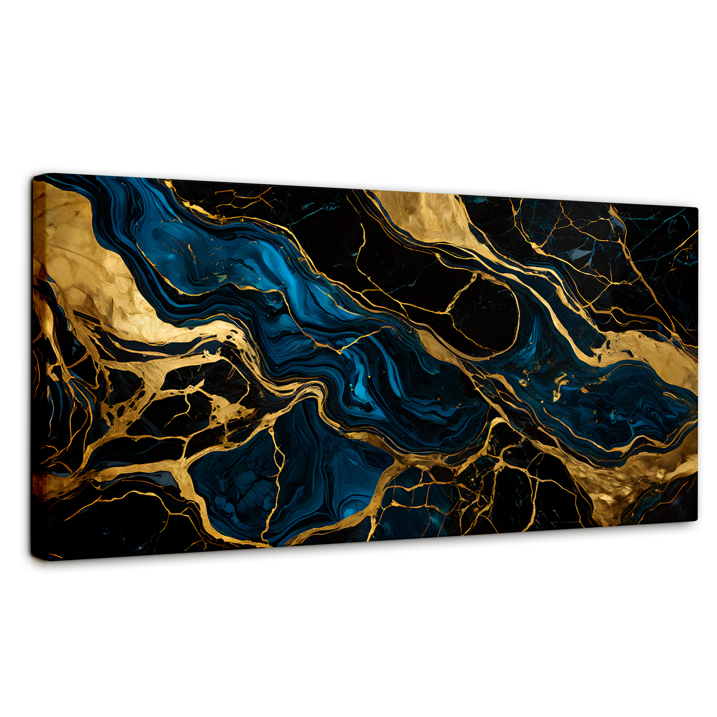 Foto 2 pulgar | Cuadro Decorativo Canvas Mármol Azul Oro 120x60