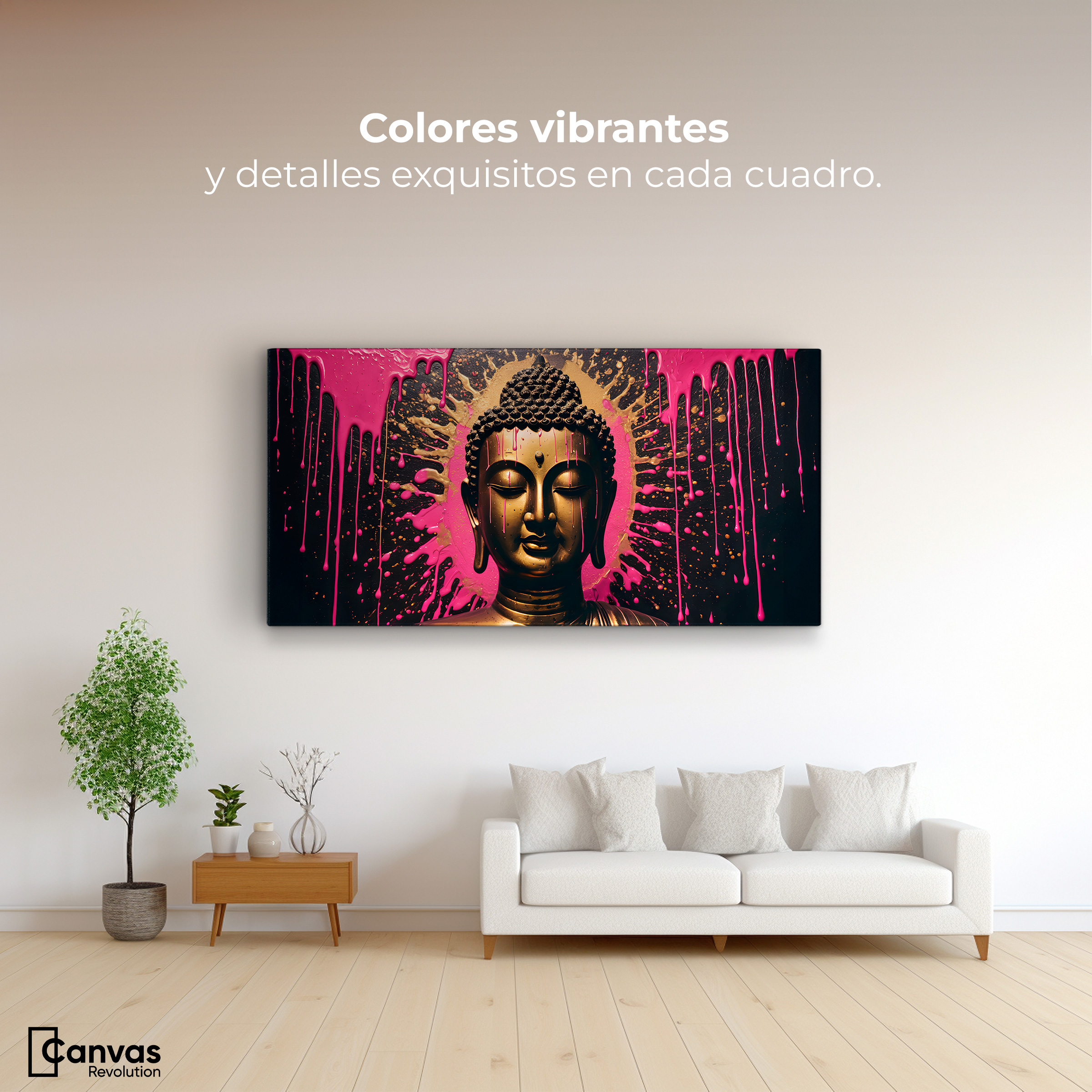 Foto 3 pulgar | Cuadro Decorativo Canvas Reflejos Oro Rosa 120x60