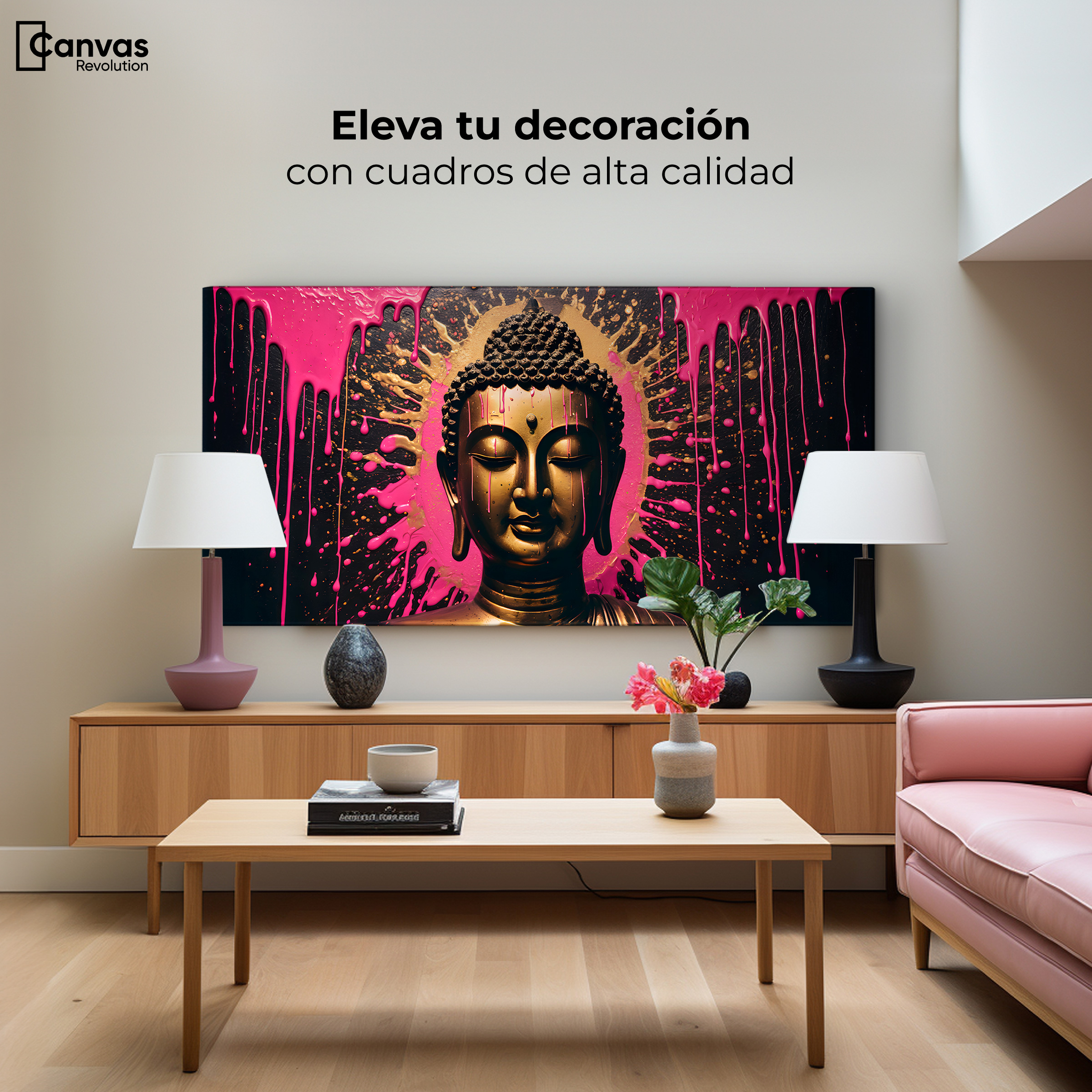 Foto 4 pulgar | Cuadro Decorativo Canvas Reflejos Oro Rosa 120x60