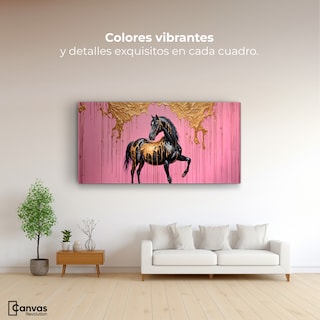 Foto 2 | Cuadro Decorativo Canvas Caballo Oro Rosa 120x60